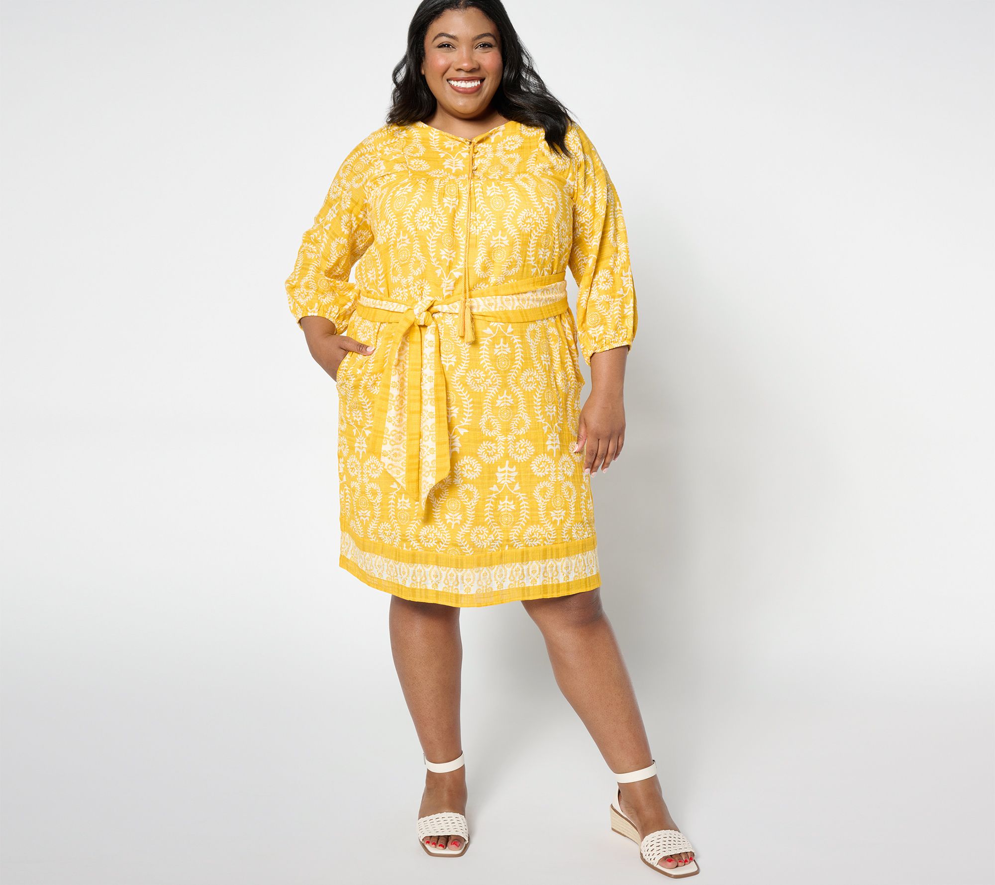 Studio Park x Amy Stran Tall Printed Dress with Removable Belt - QVC.com