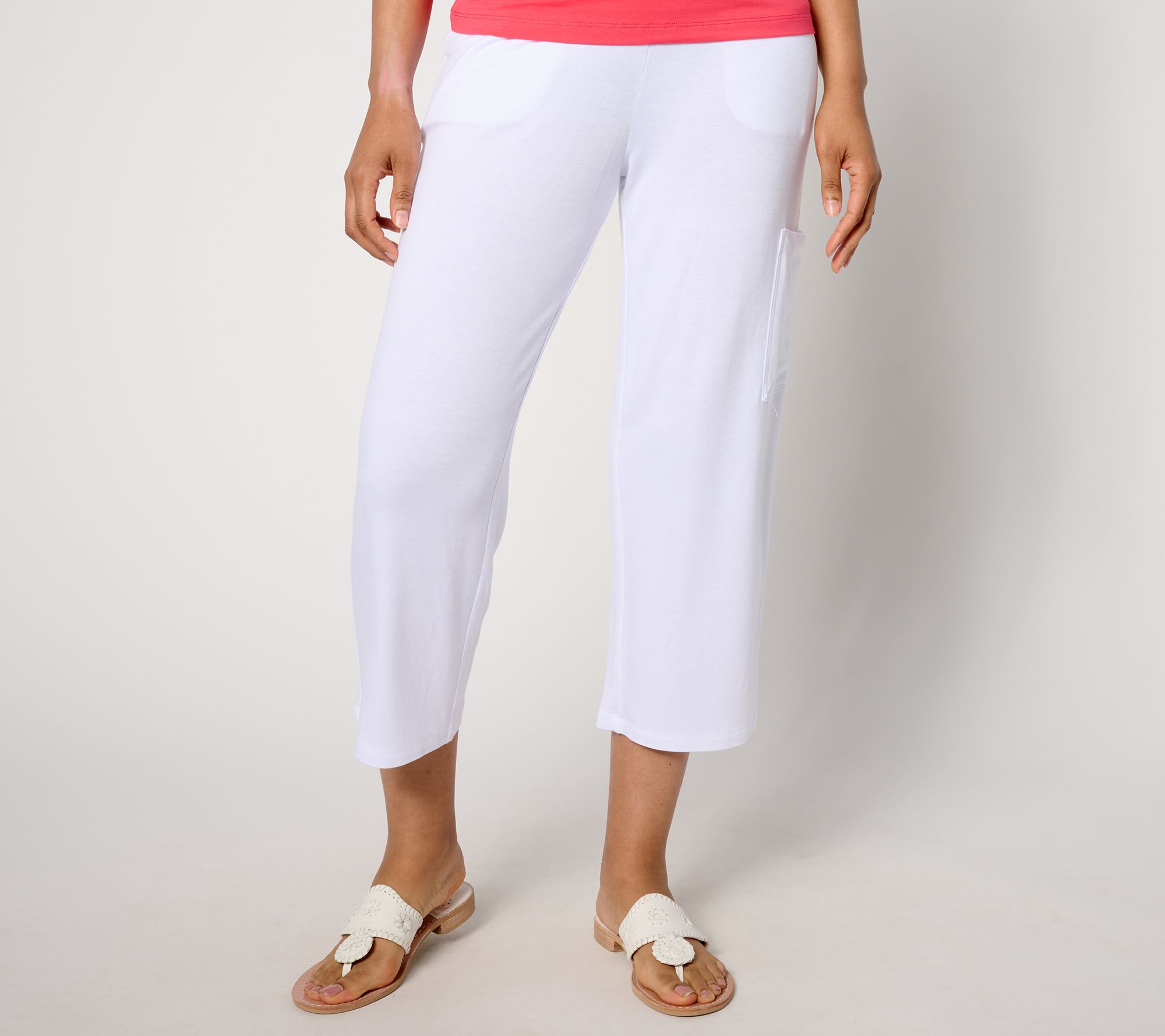 Susan Graver Weekend Regular Jersey Knit Cargo Crop Pants