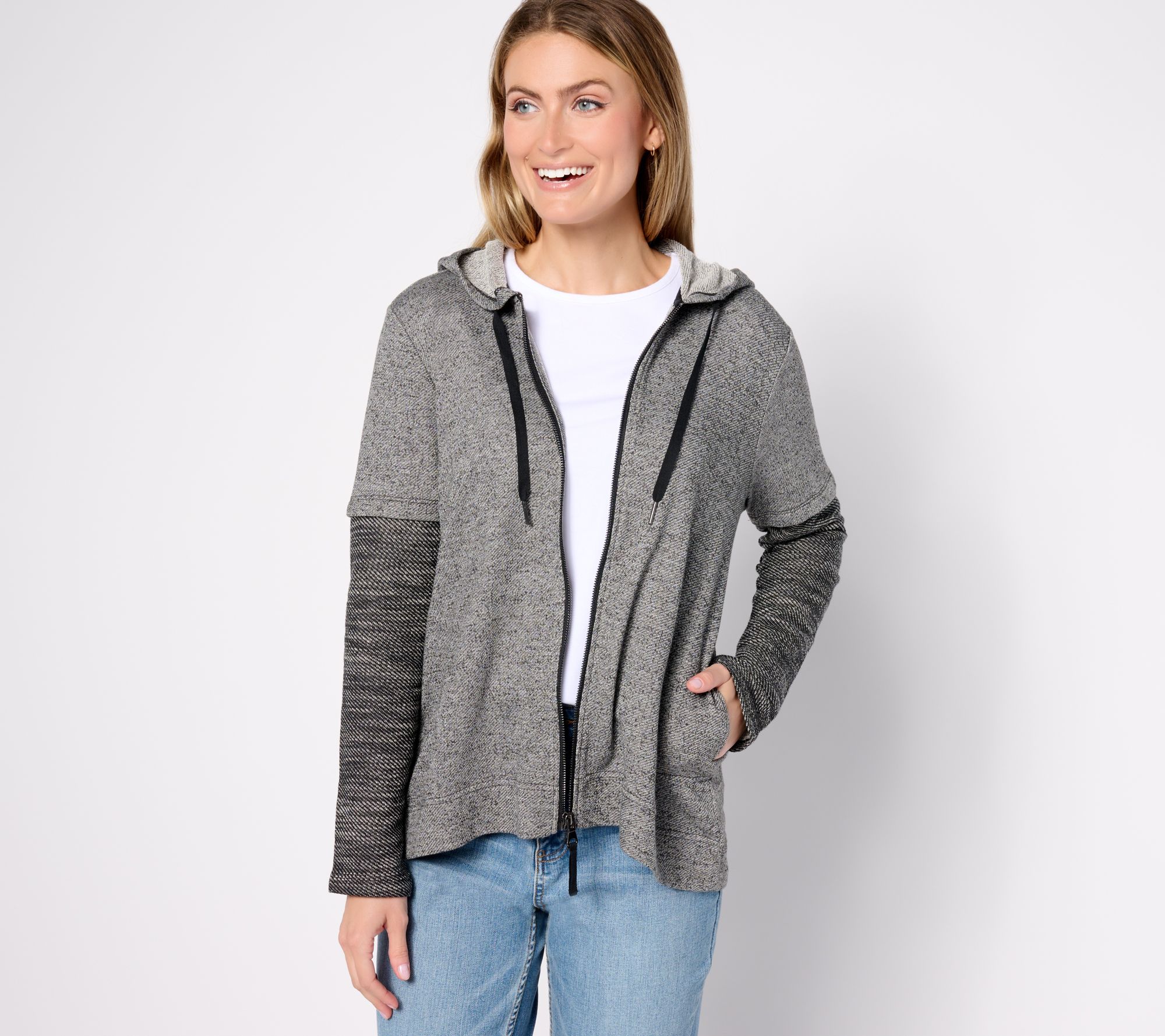 "As Is" LOGO Lounge by Lori Goldstein Heathered Knit Hoodie