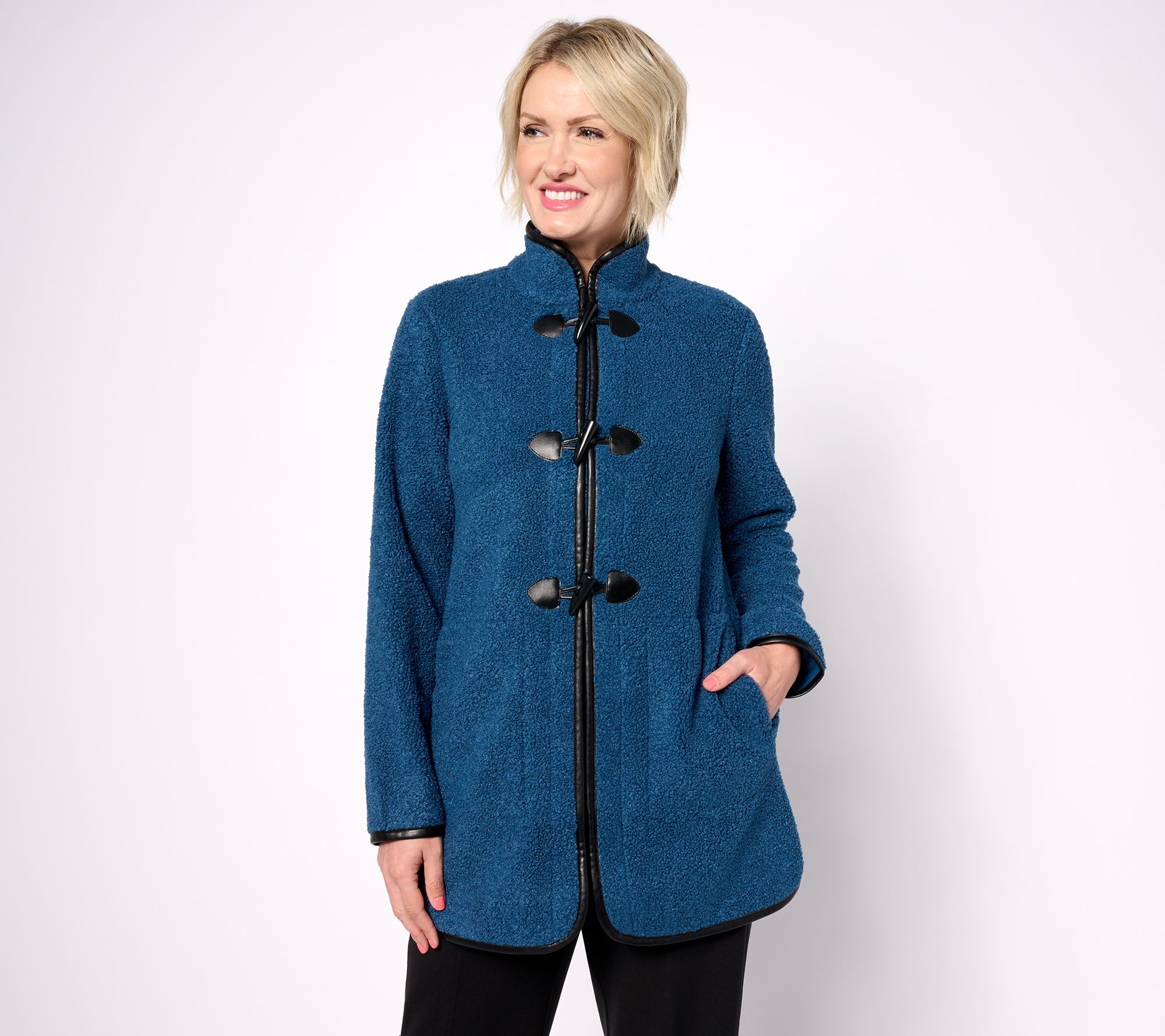 "As Is" Susan Graver Weekend Regular Knit Boucle Toggle Closure Jacket