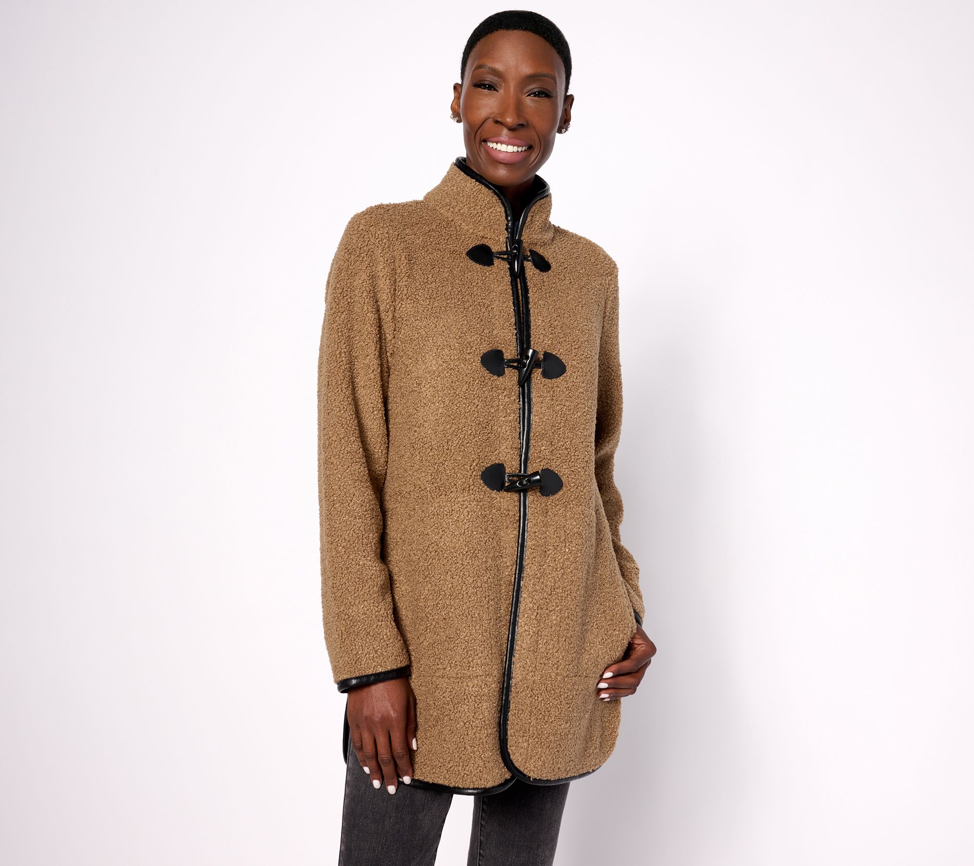 "As Is" Susan Graver Weekend Regular Knit Boucle Toggle Closure Jacket