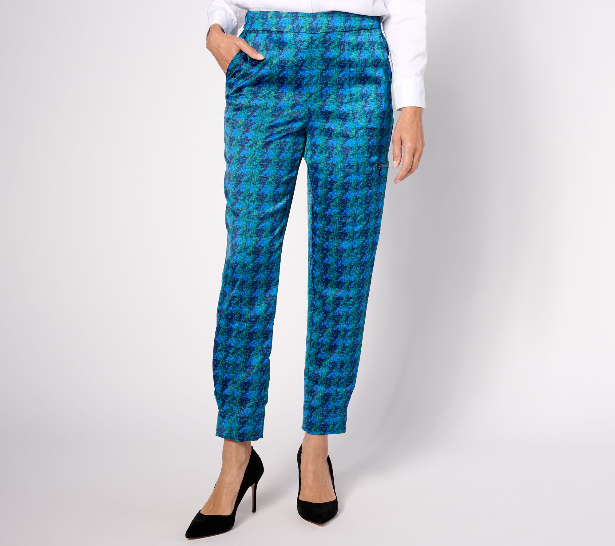 "As Is" Isaac Mizrahi Live! Petite Stretch Sateen Sleek Cargo Pants