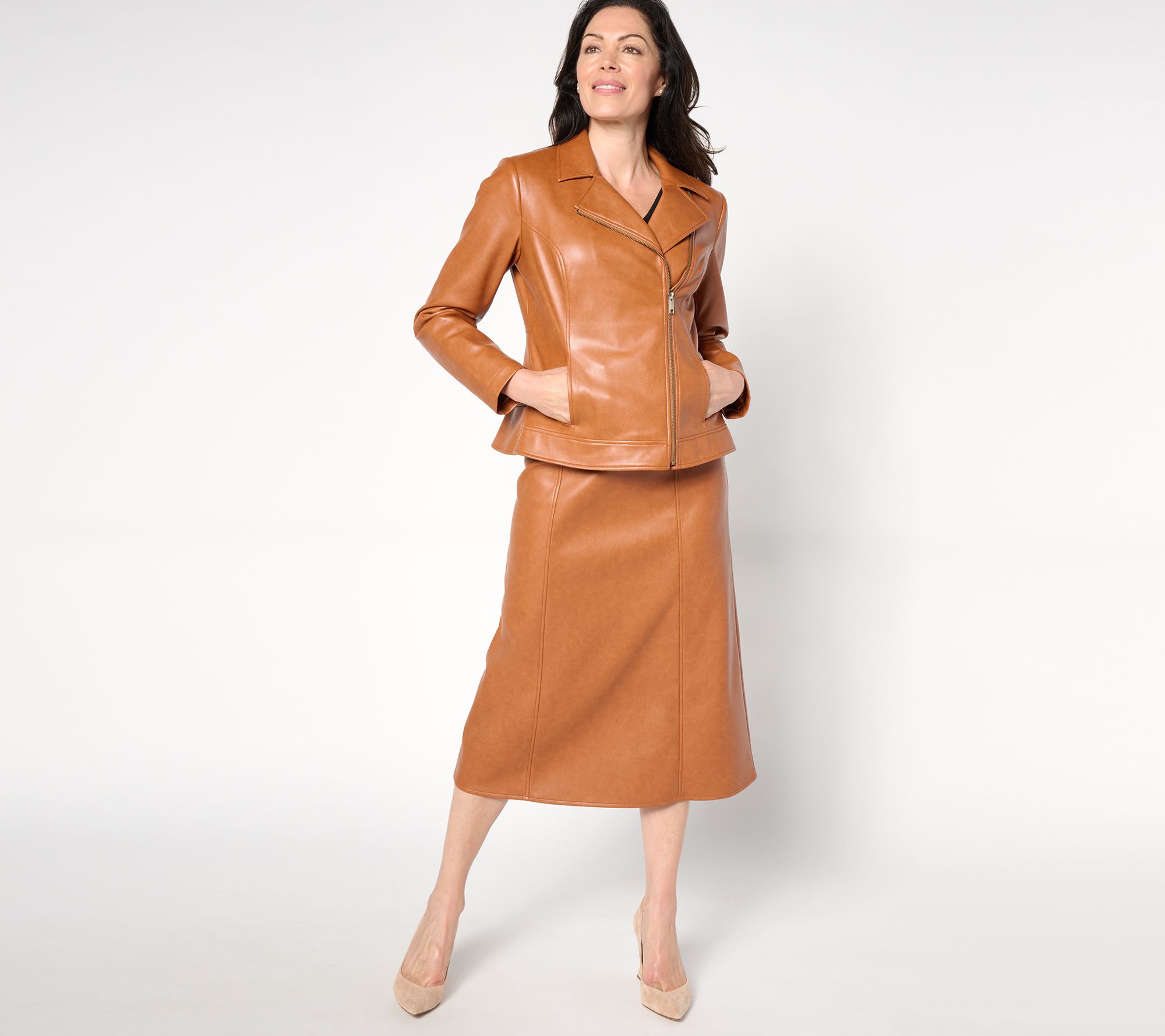 Studio Park x Ali Carr Regular Faux Leather Midi Skirt