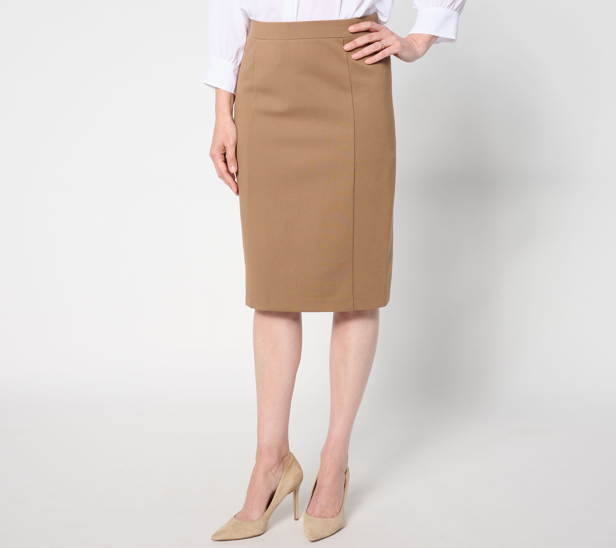 Tailored by Susan Graver Regular Smart Ponte 350 Pull On Skirt QVC