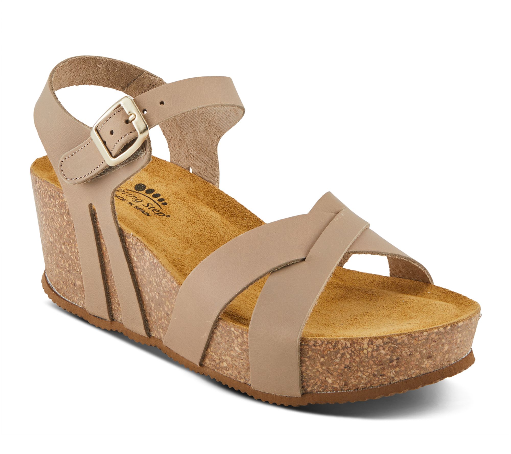 Spring Step Leather Wedge Sandals Burton QVC