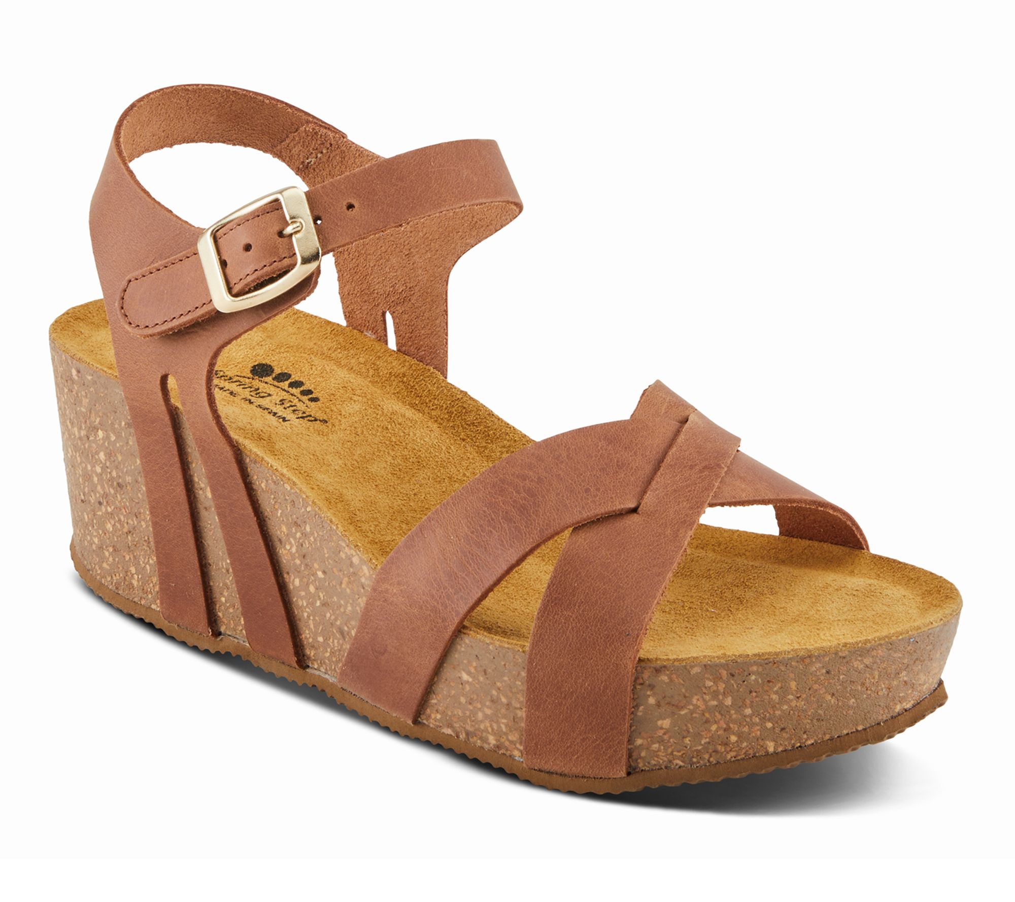 Spring Step Leather Wedge Sandals - Burton