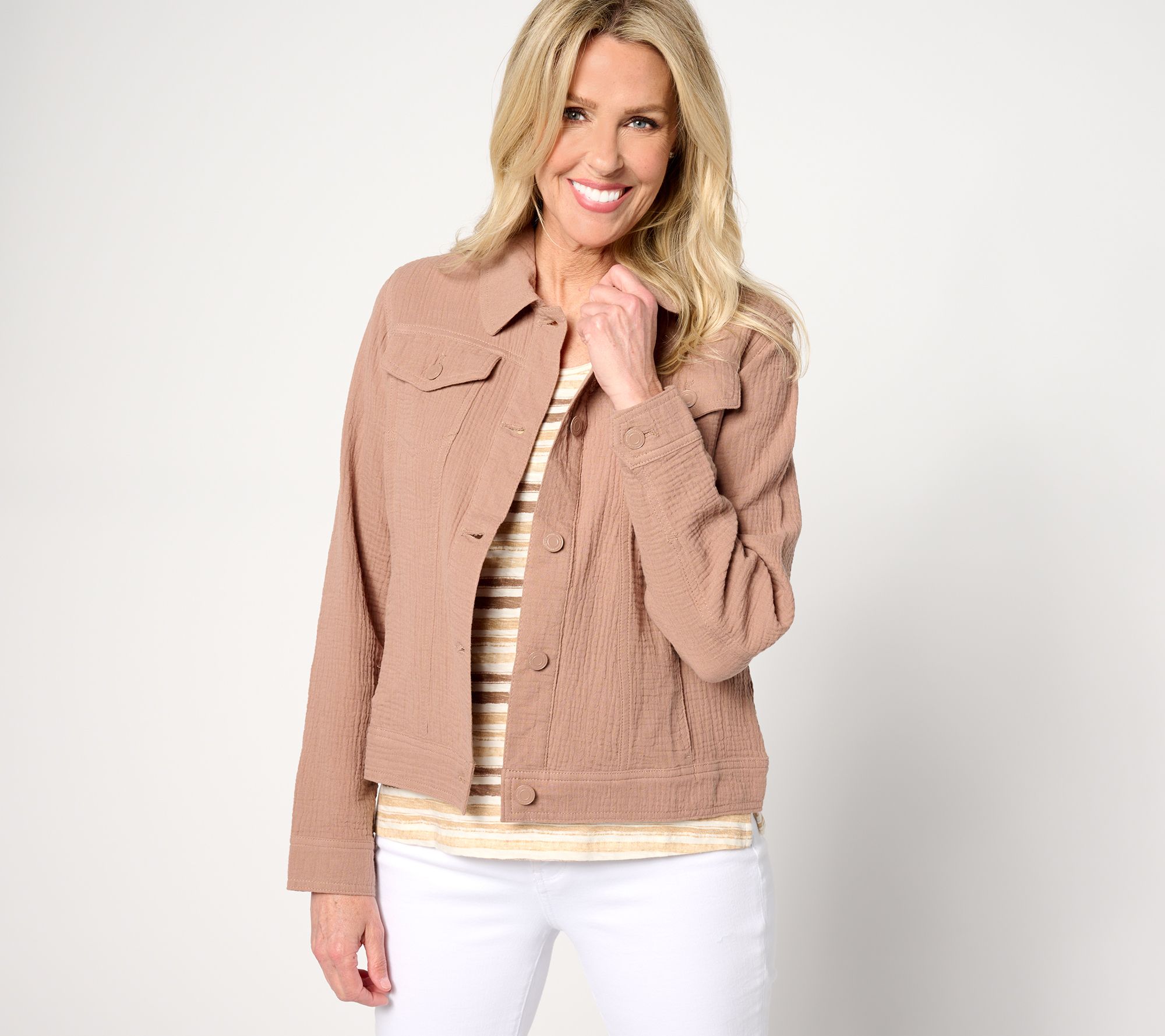"As Is" Isaac Mizrahi Live! Bridgehampton Cotton Gauze Jacket