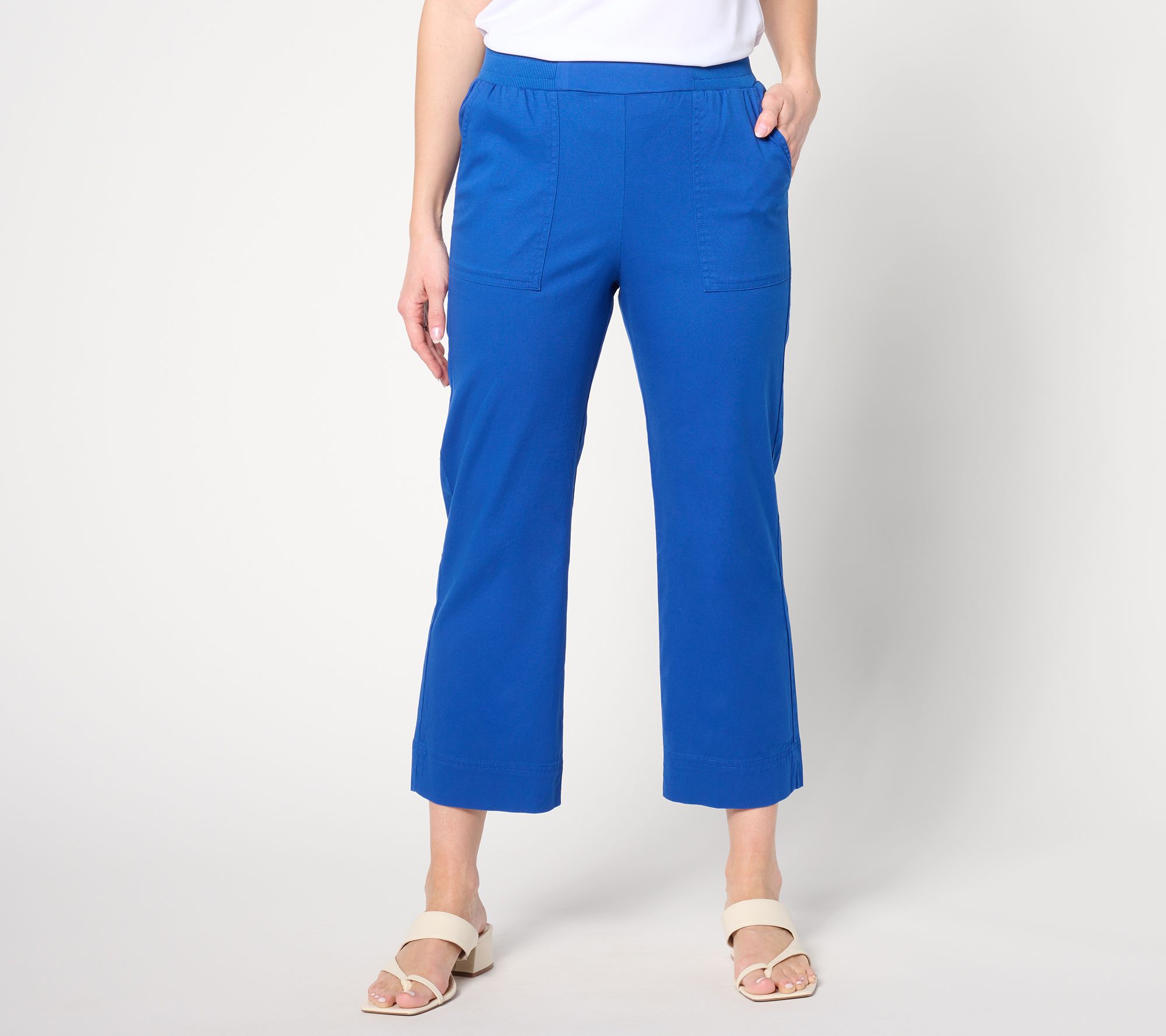 "As Is" Isaac Mizrahi Live! Petite Brushed Sateen Straight Crop Pants