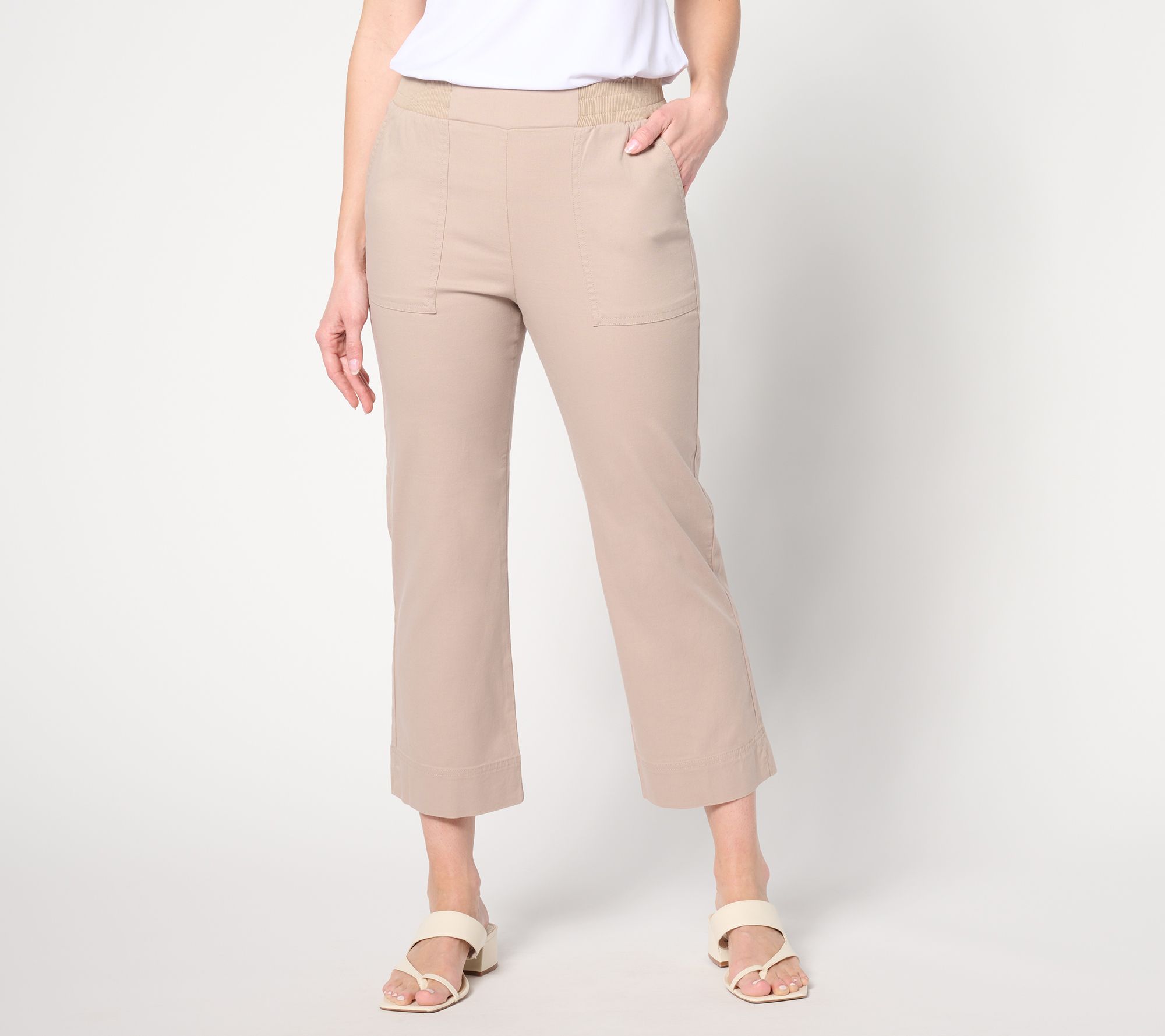 "As Is" Isaac Mizrahi Live! Petite Brushed Sateen Straight Crop Pants