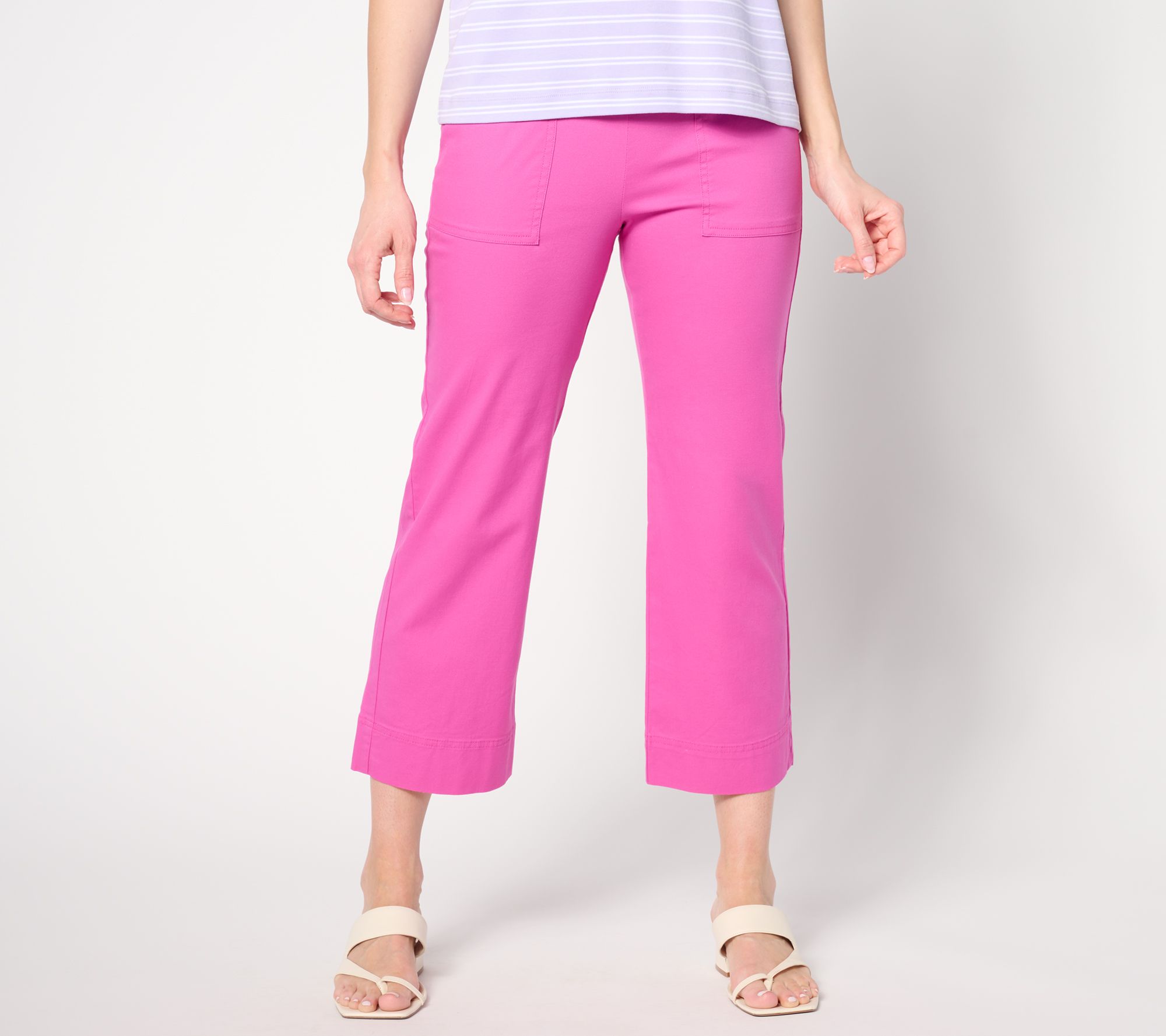 "As Is" Isaac Mizrahi Live! Petite Brushed Sateen Straight Crop Pants