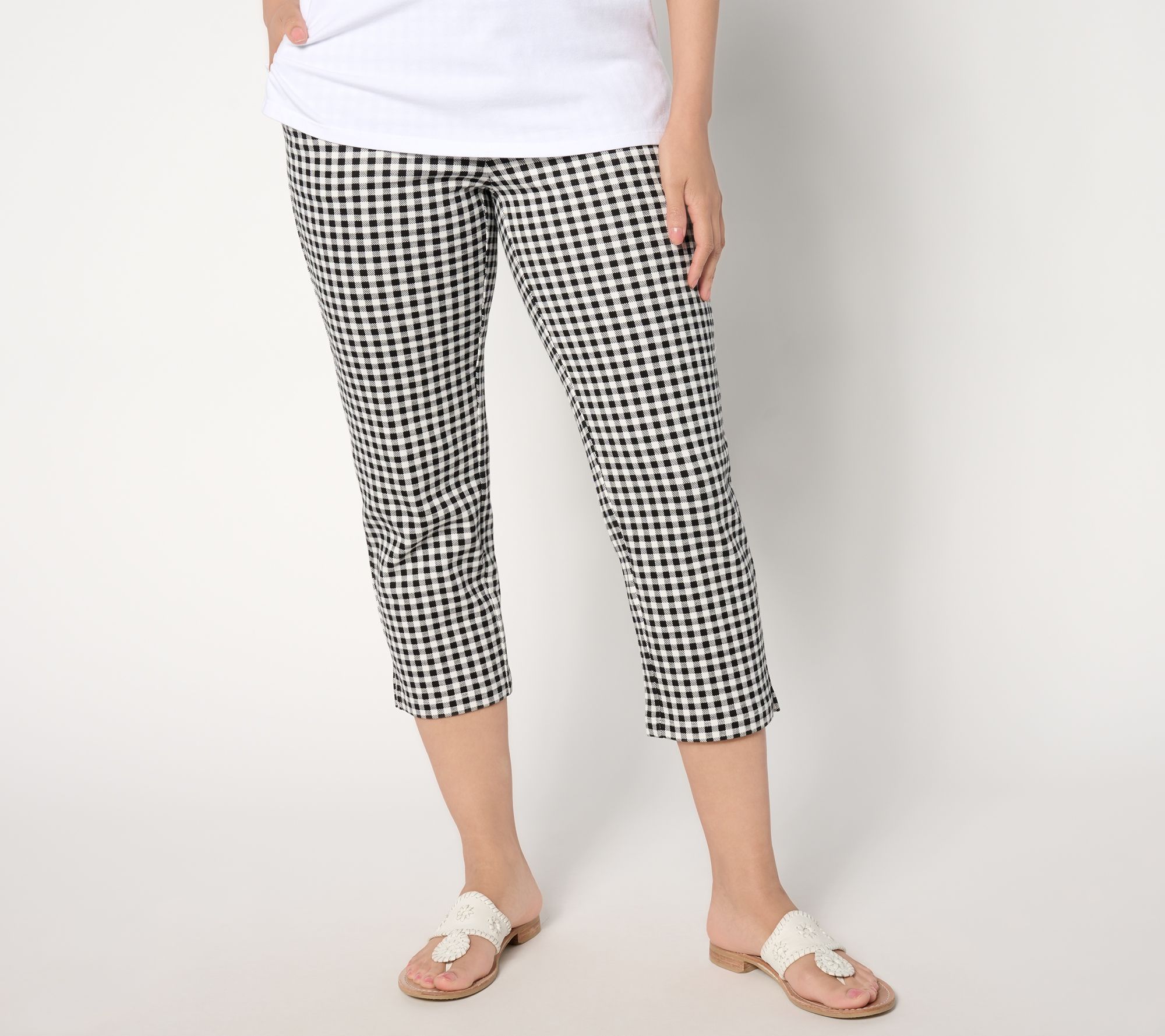 "As Is" Belle by Kim Gravel Petite Perfect Pique Gingham Cropped Pant