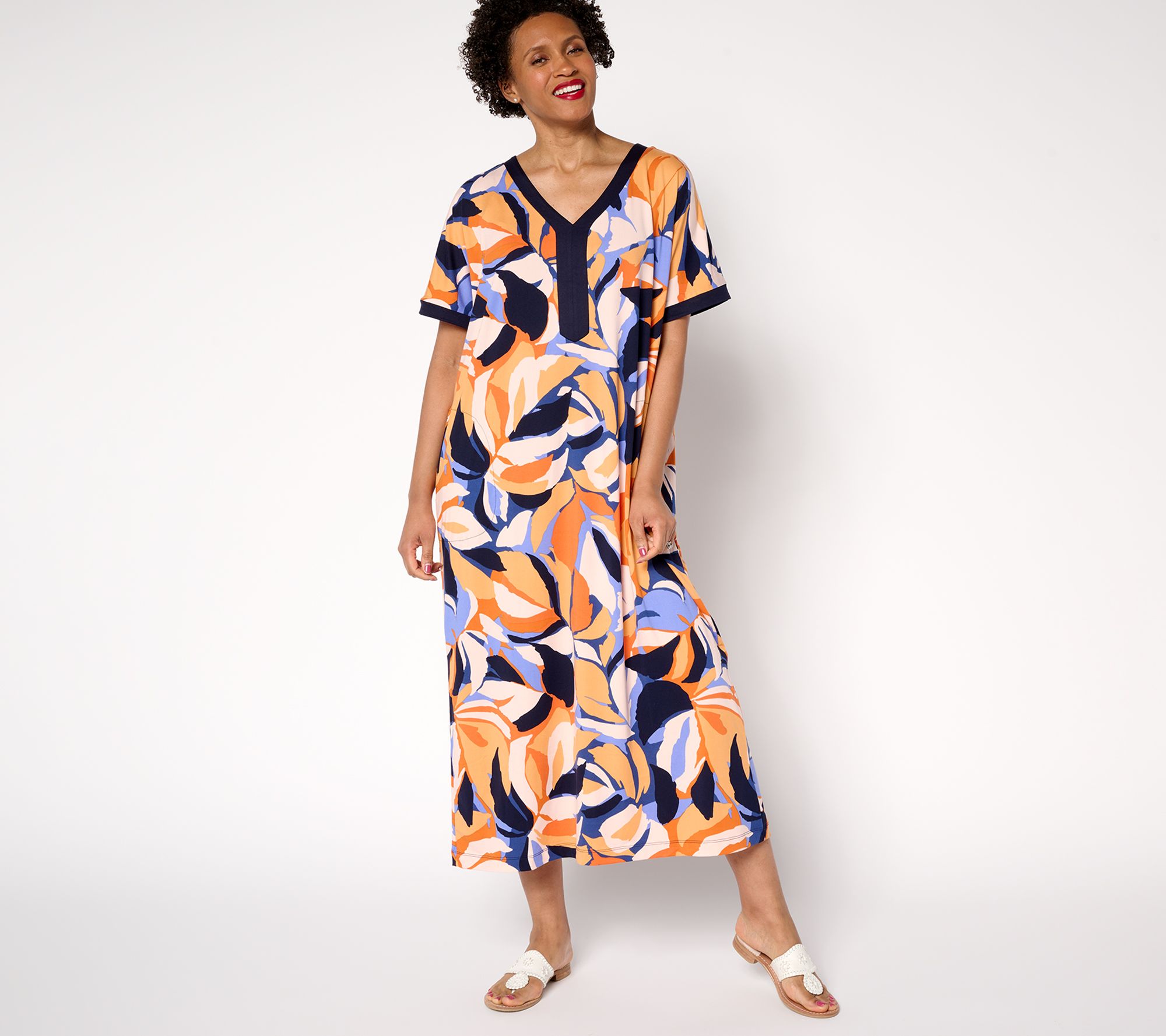 Stan Herman Palm Paradise Peached Jersey Caftan