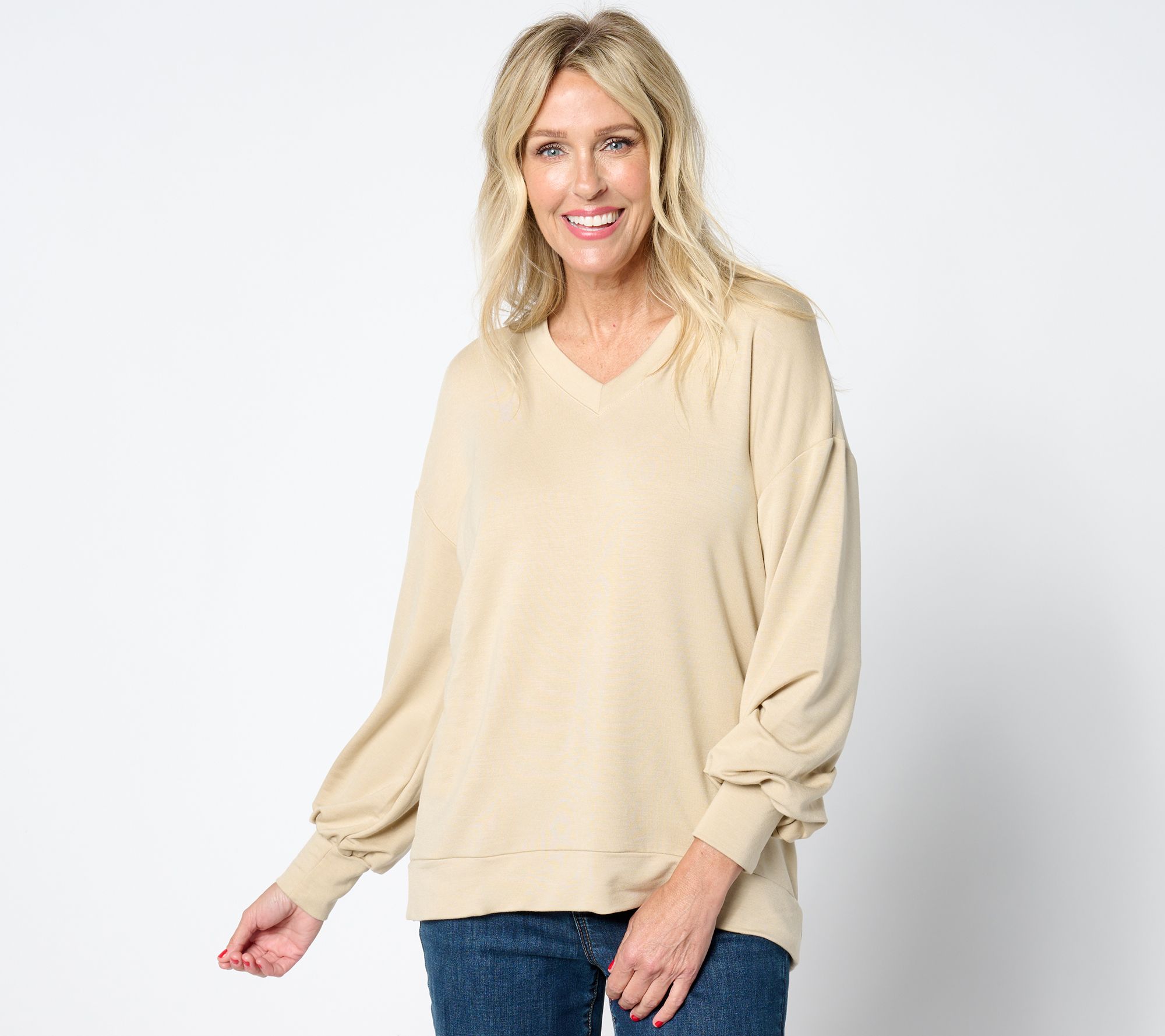"As Is" Belle by Kim Gravel MegaModal Balloon Sleeve V-Neck Top