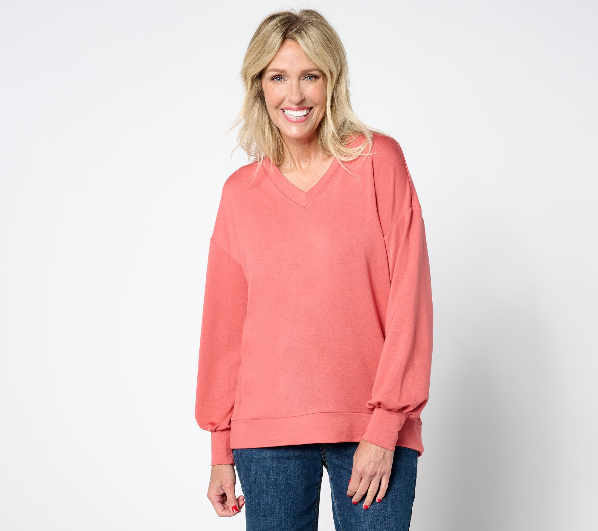 "As Is" Belle by Kim Gravel MegaModal Balloon Sleeve V-Neck Top