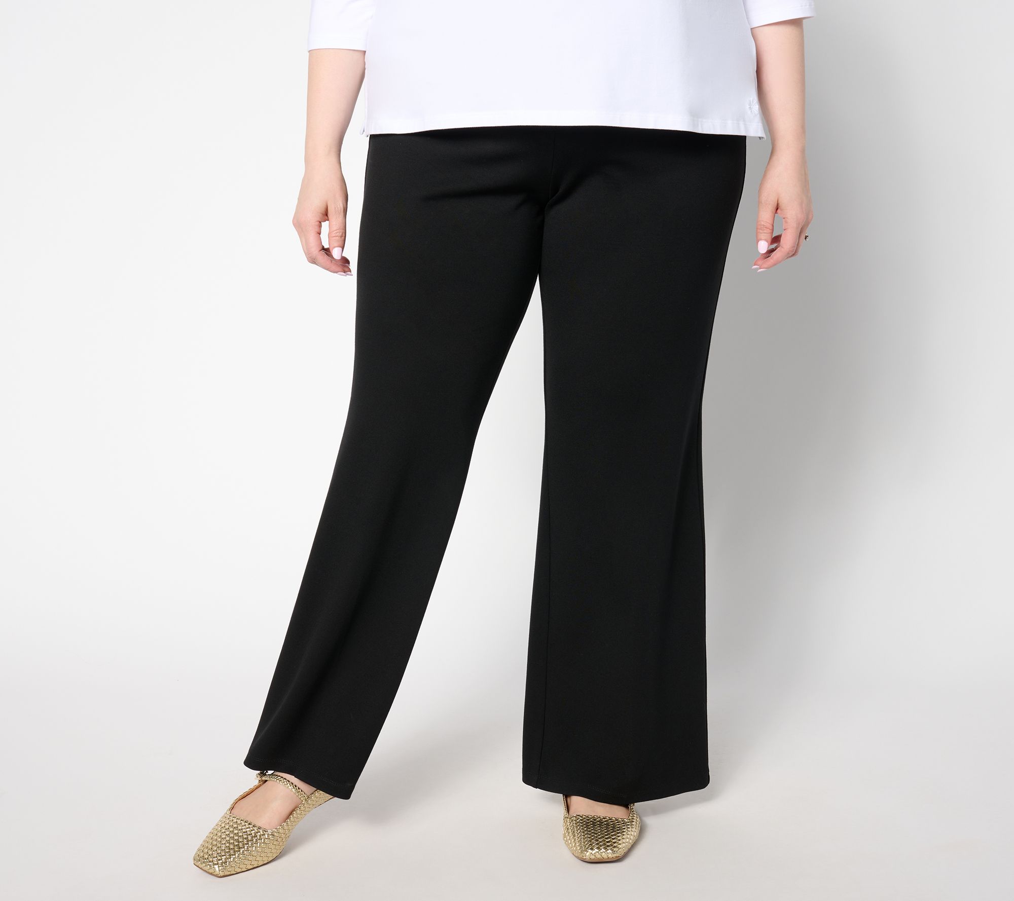 "As Is" Susan Graver Regular Smart Ponte 350 Bootcut Pull On Pants