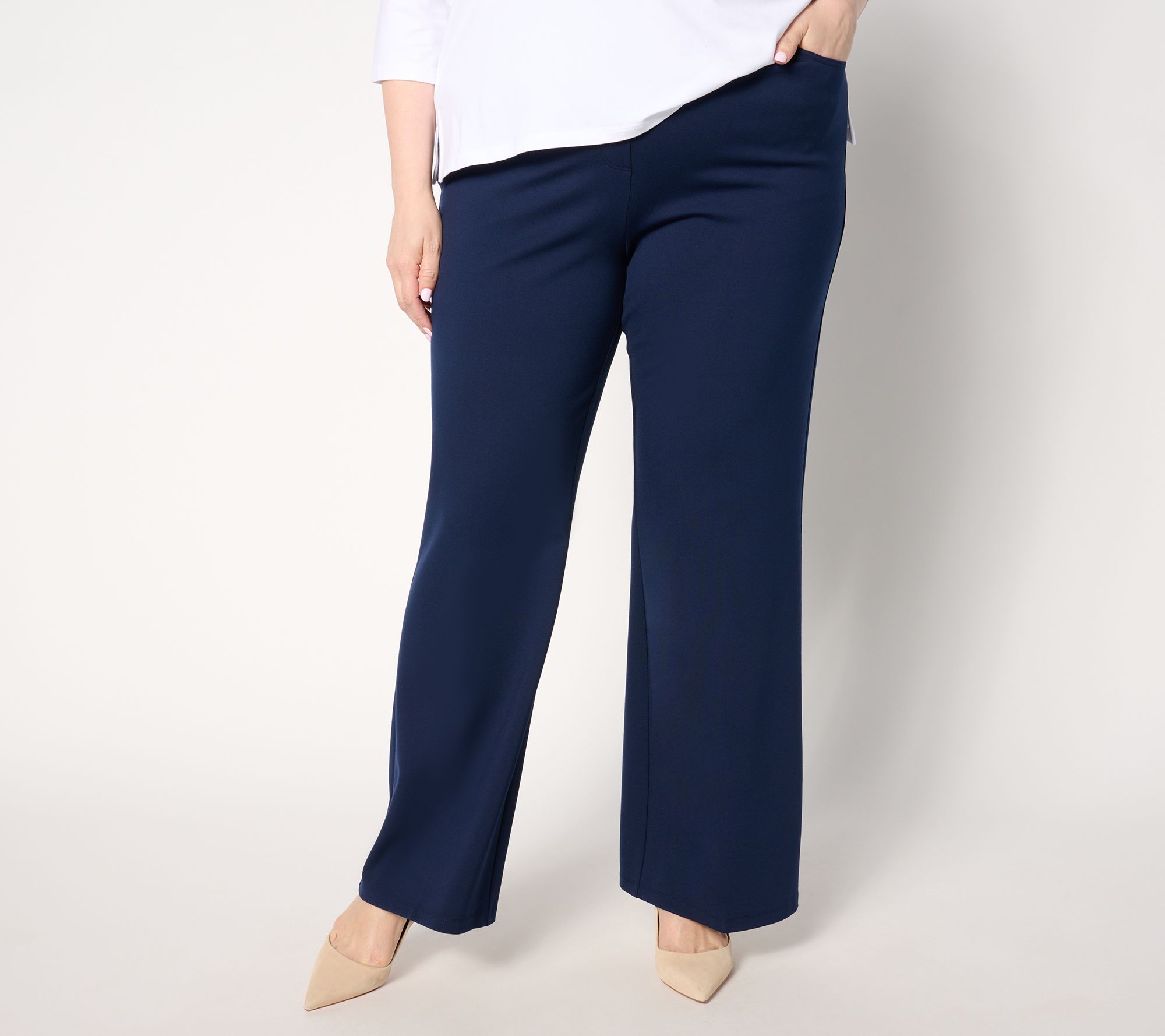 "As Is" Susan Graver Regular Smart Ponte 350 Bootcut Pull On Pants