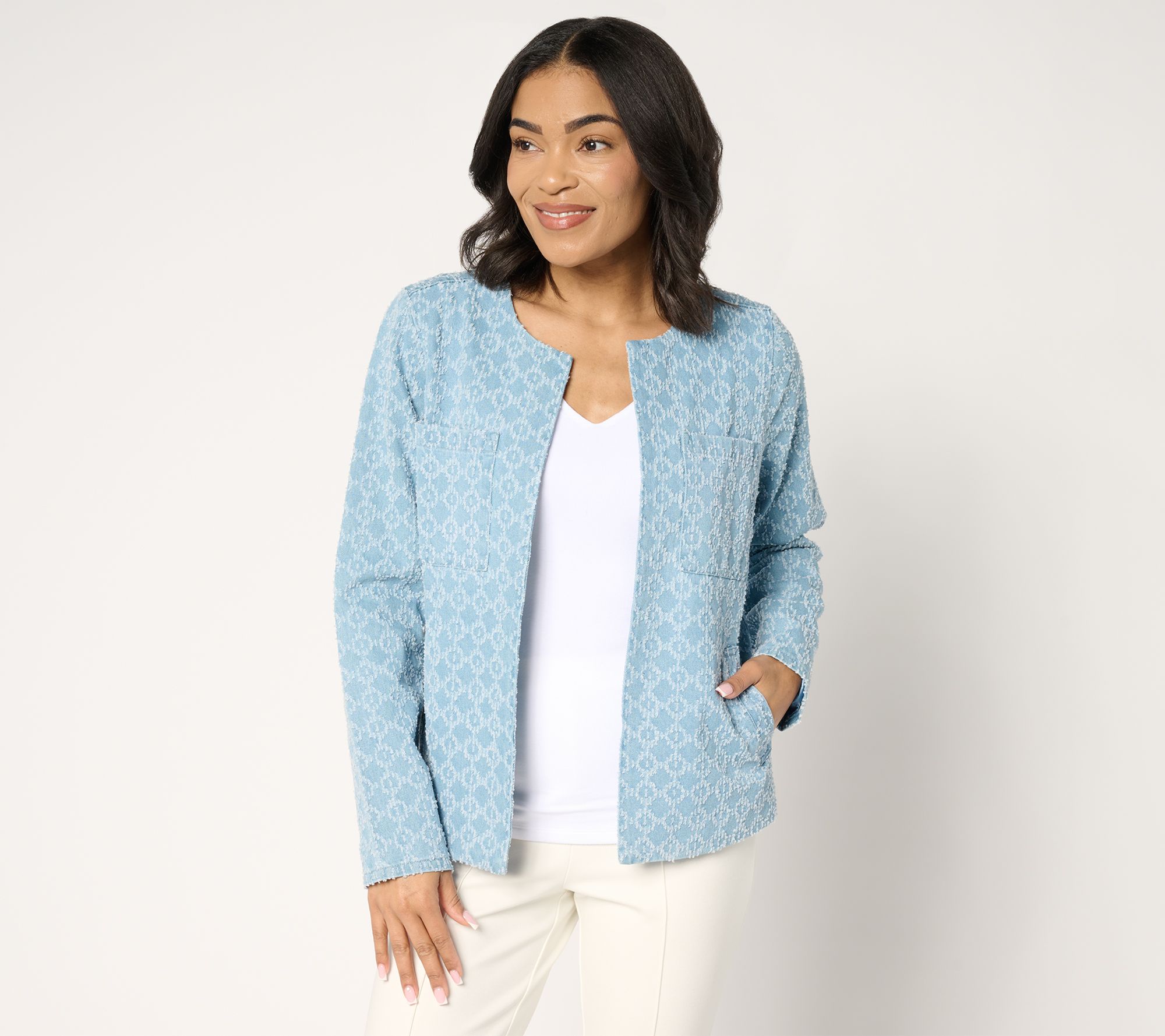 Susan Graver Jacquard Denim Jacket