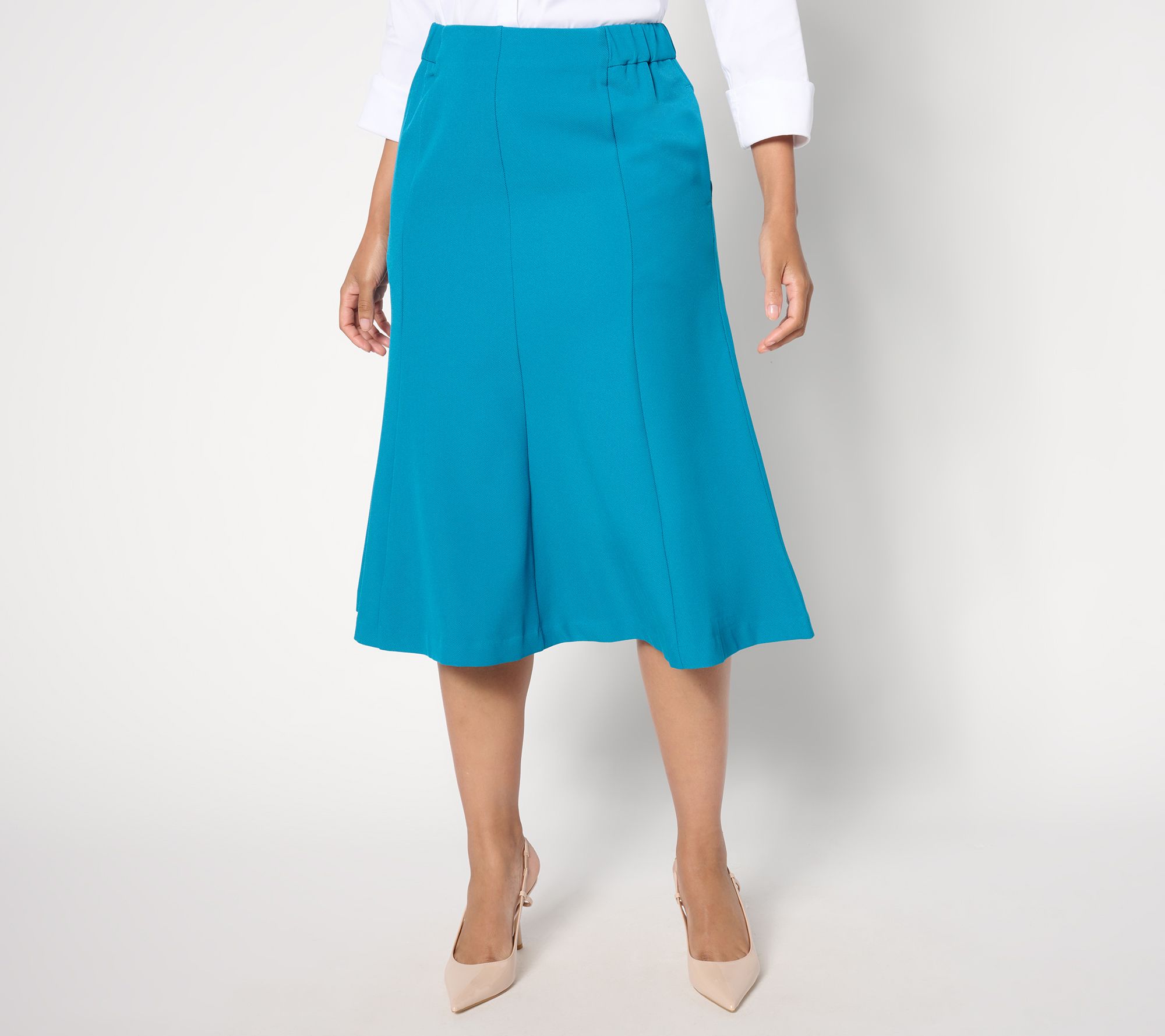 "As Is" Isaac Mizrahi Live! Reg Timeless Twill Below the Knee Skirt