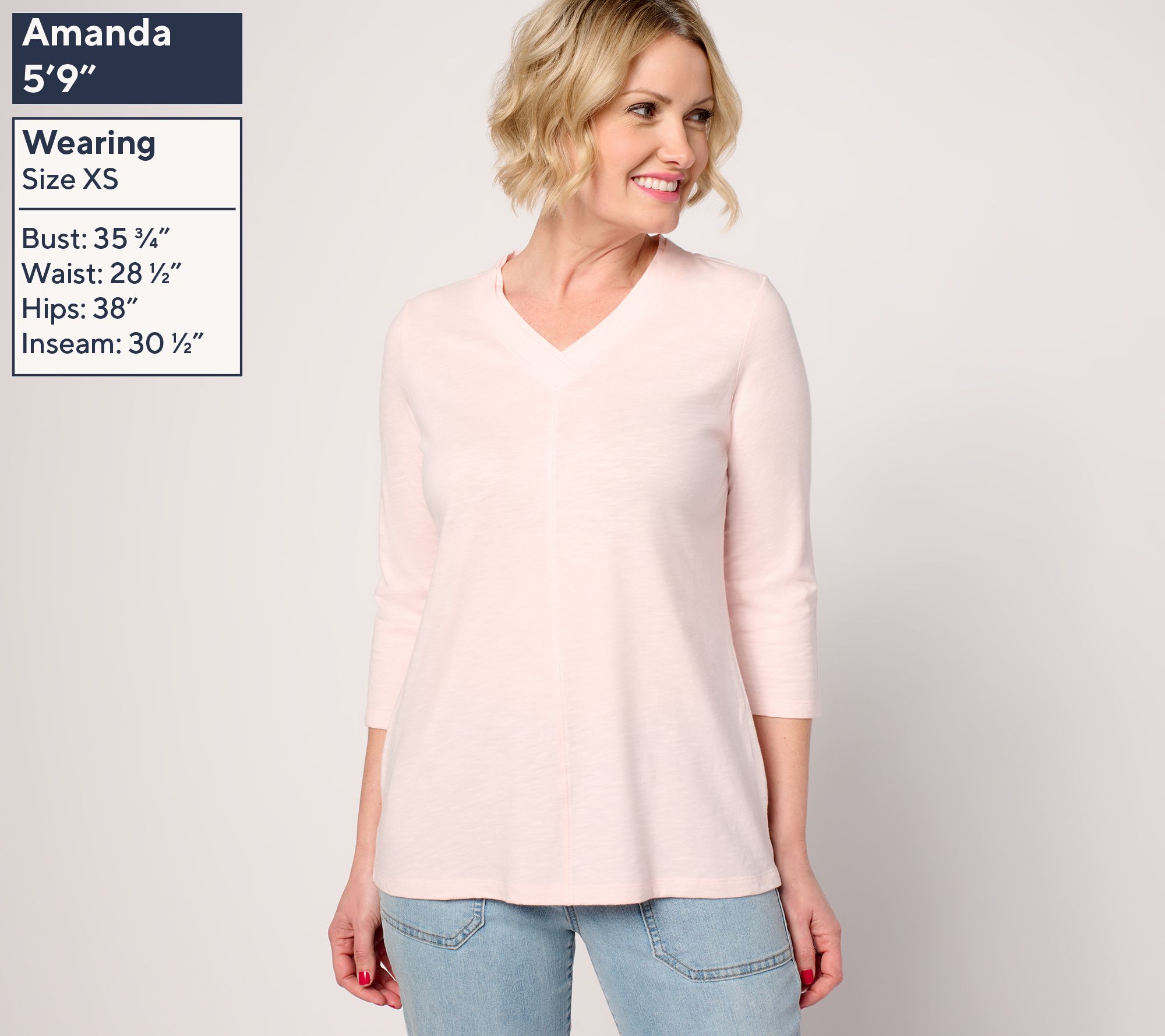 Belle by Kim Gravel TripleLuxe Linen V-Neck 3/4 Sleeve Top Belle by Kim Gravel TripleLuxe Linen V-Neck 3/4 Sleeve Top