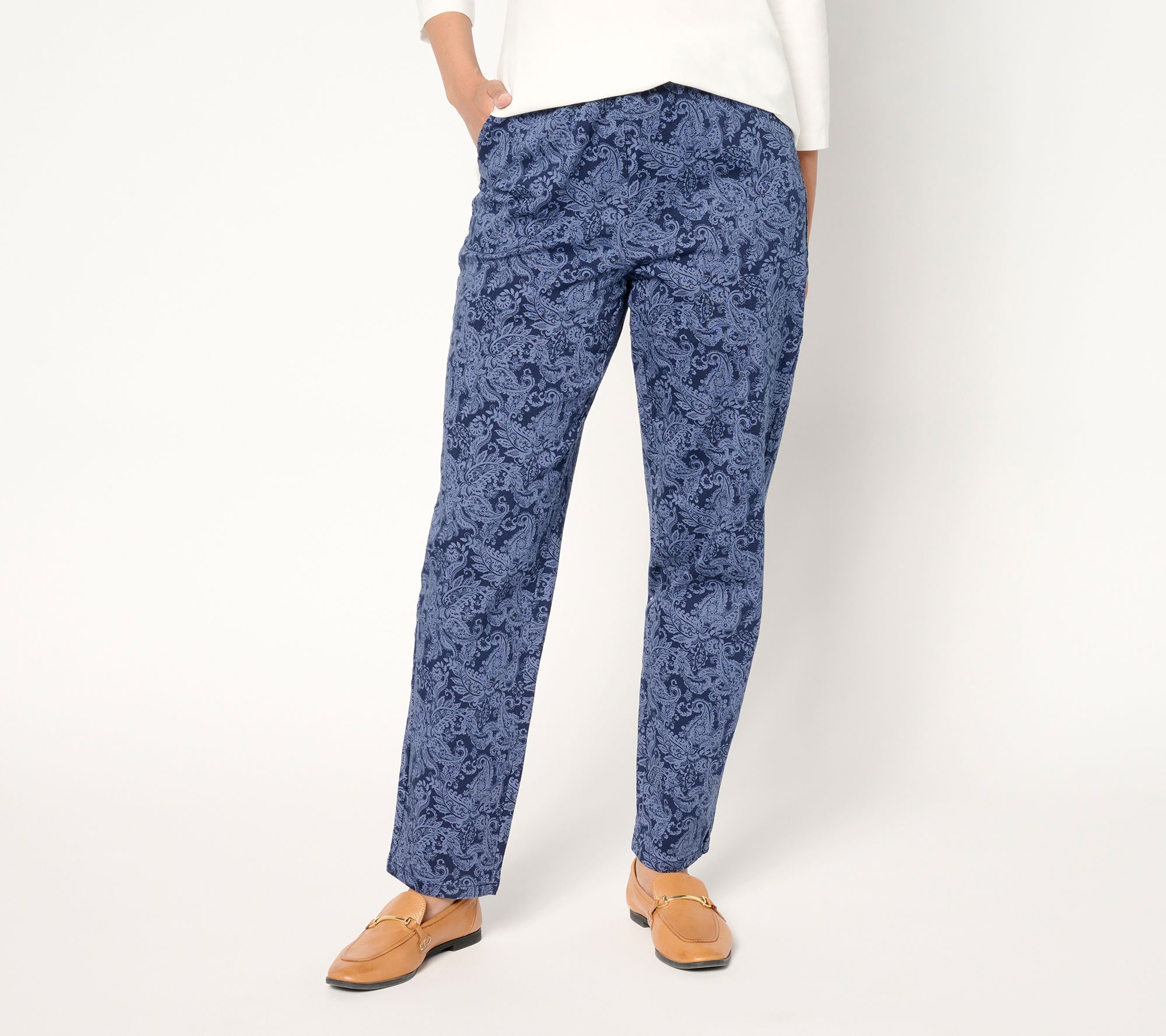 Denim & Co. Original Waist Printed Regular Side Pocket Pant
