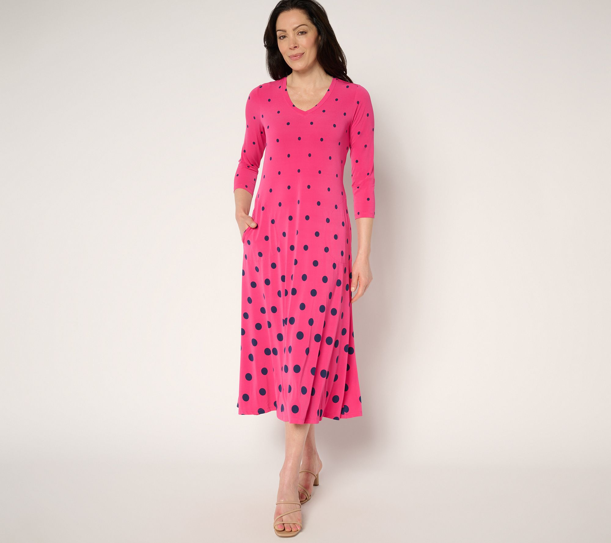 Attitudes by Renee Regular Como Jersey Ombre Polka Dot Midi Dress