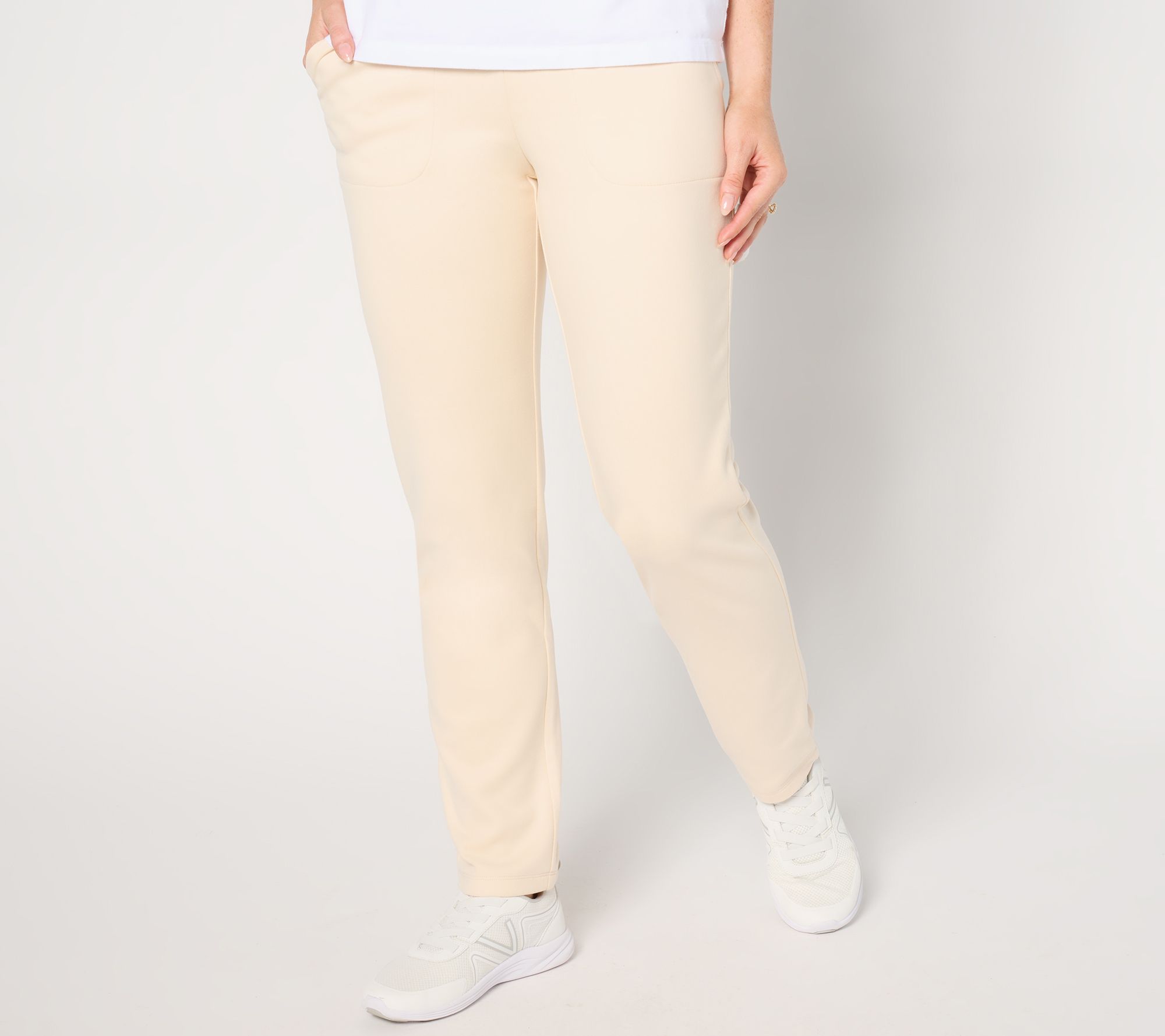 "As Is" Denim & Co. Regular Active Slim Straight Fleece Pant