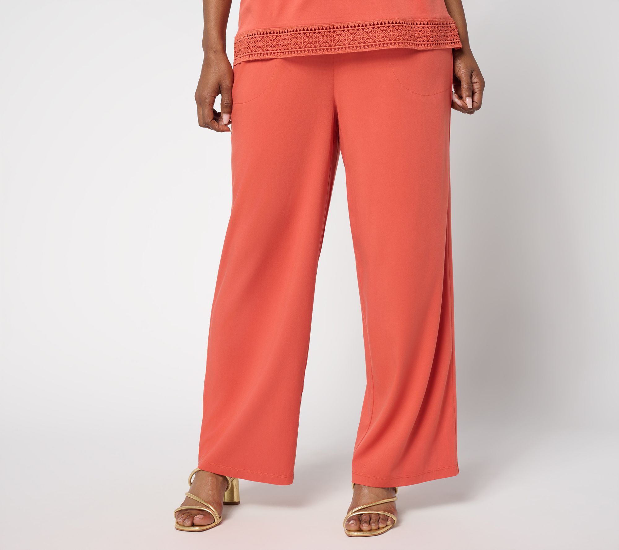 Denim & Co. Petite Wide Leg Pull-On Ankle Pant