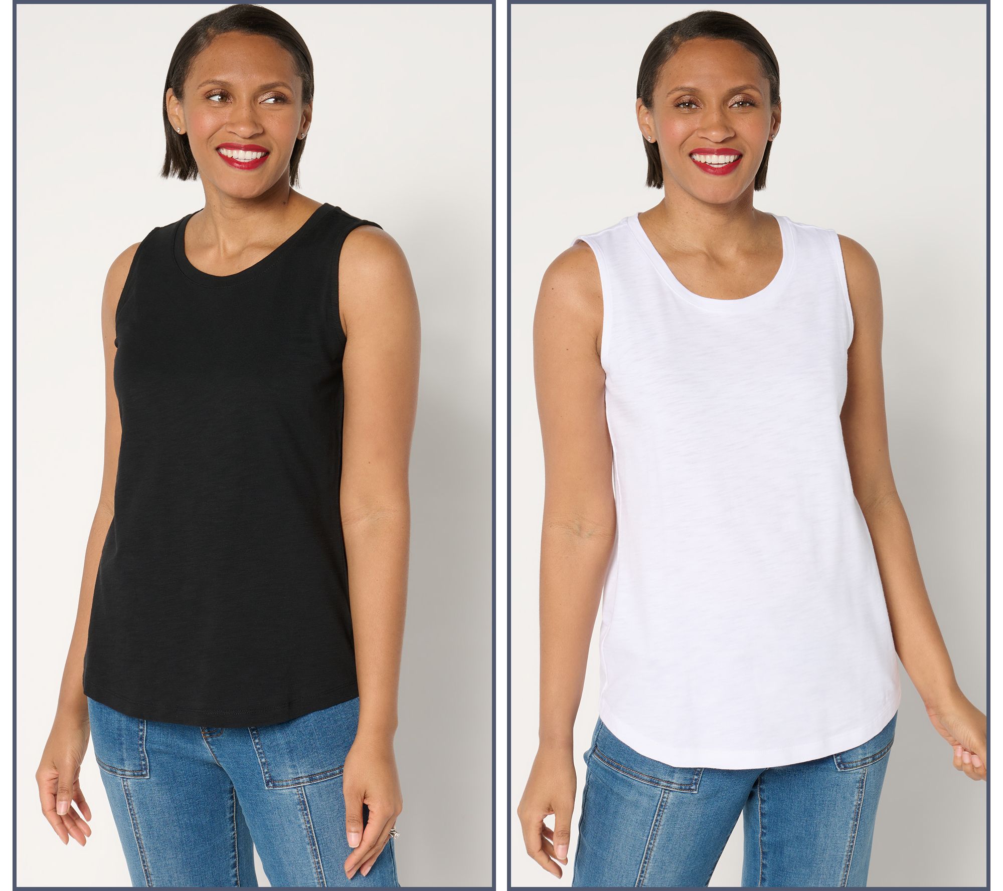 "As Is" Belle by Kim Gravel Slub Knit Set of 2 Tanks