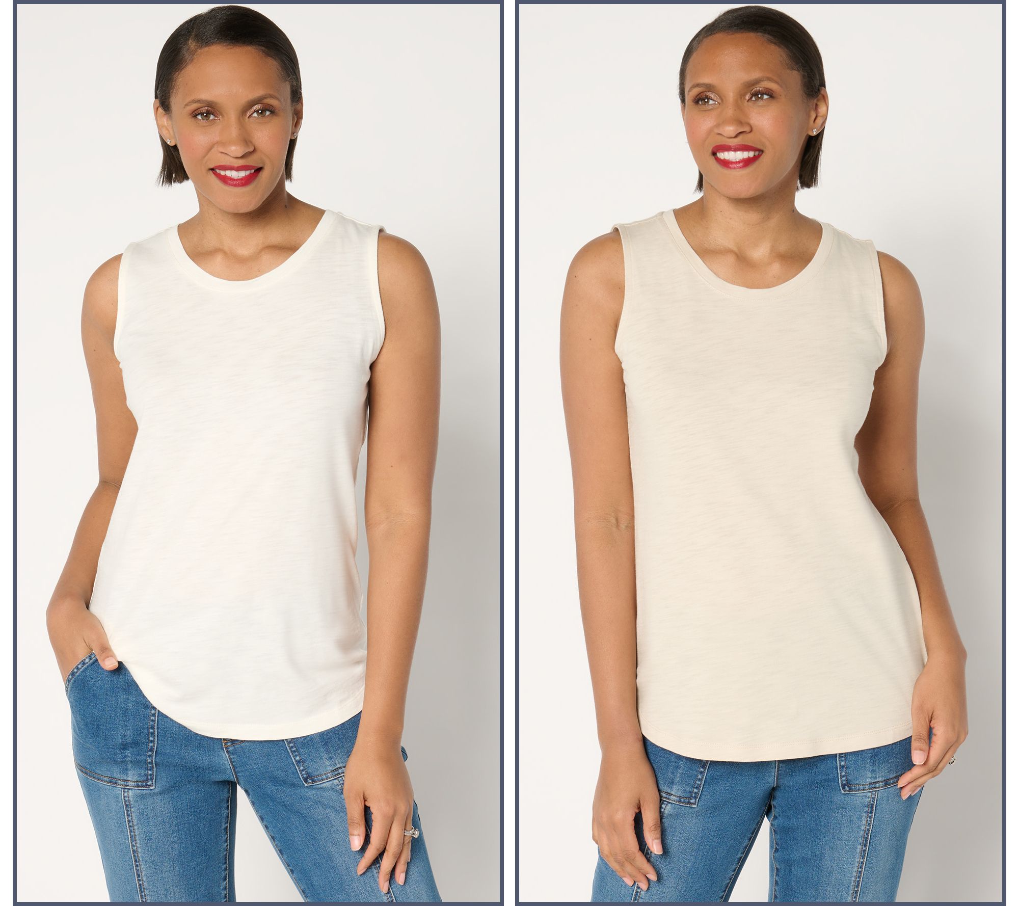 "As Is" Belle by Kim Gravel Slub Knit Set of 2 Tanks