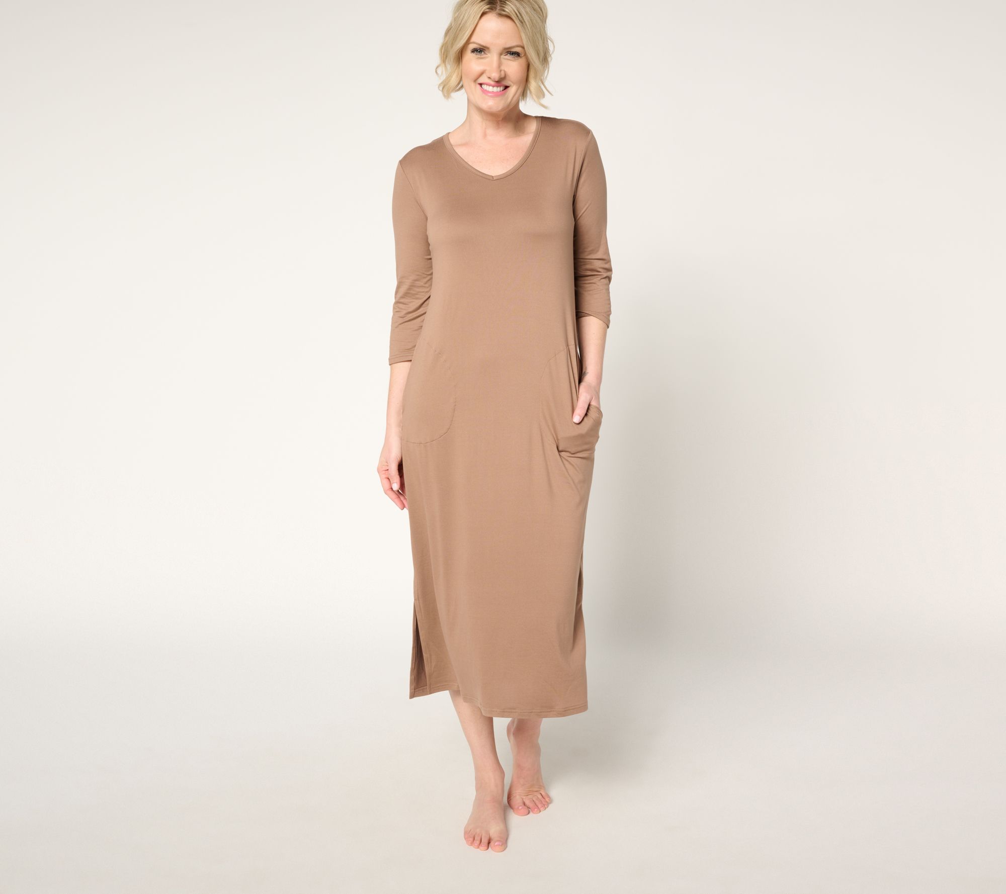 "As Is" MUK LUKS Cloud Knit V-Neck Long Sleeve Maxi Dress