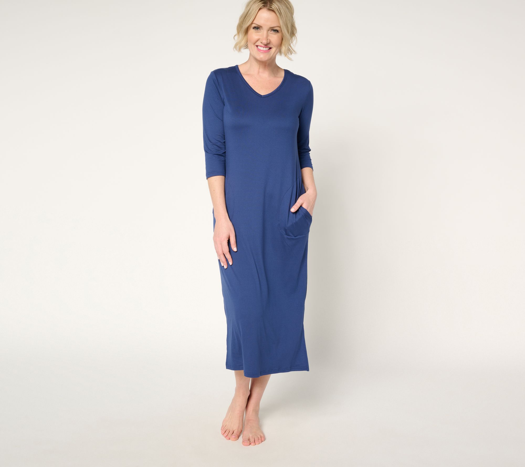 "As Is" MUK LUKS Cloud Knit V-Neck Long Sleeve Maxi Dress