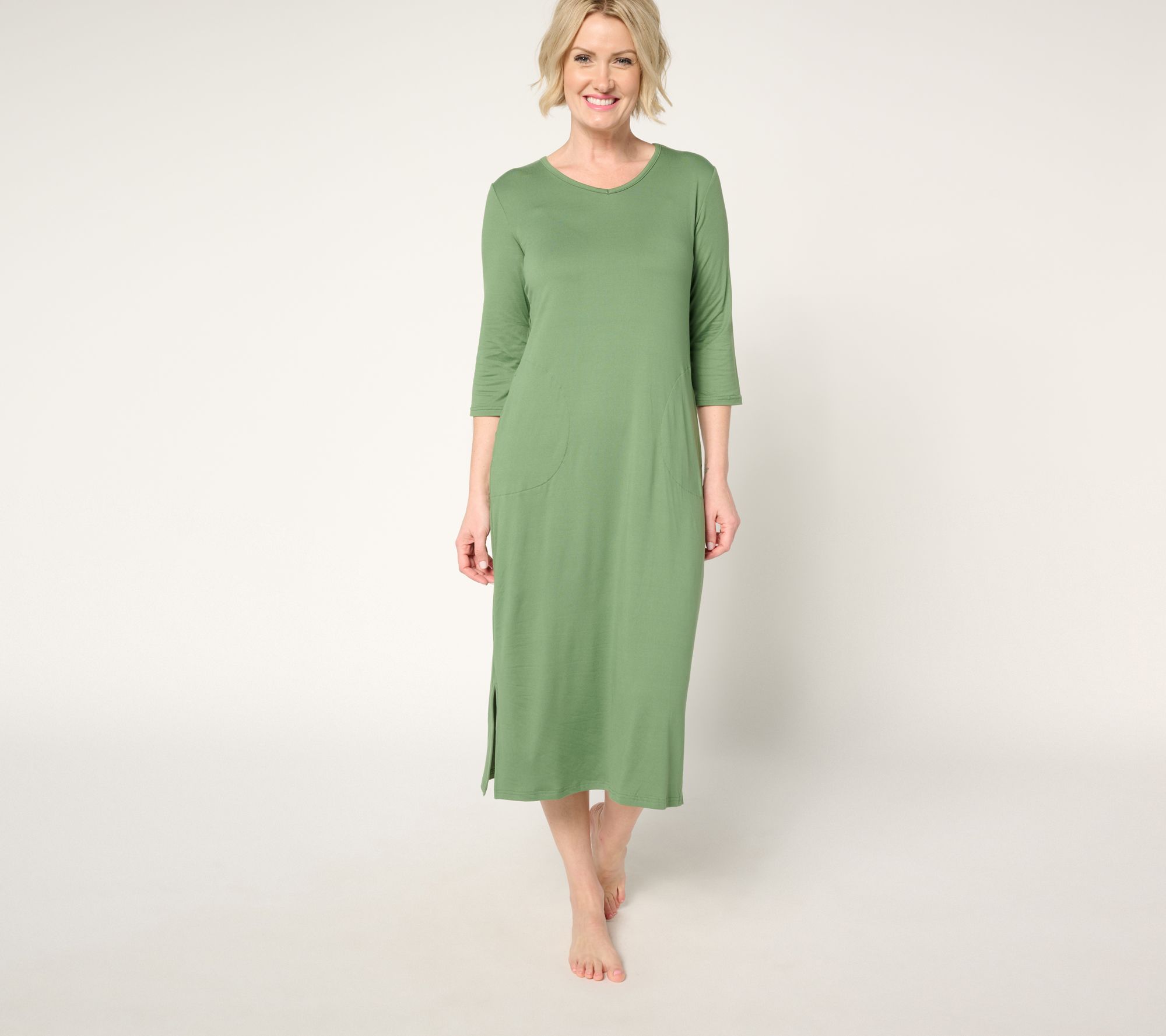"As Is" MUK LUKS Cloud Knit V-Neck Long Sleeve Maxi Dress