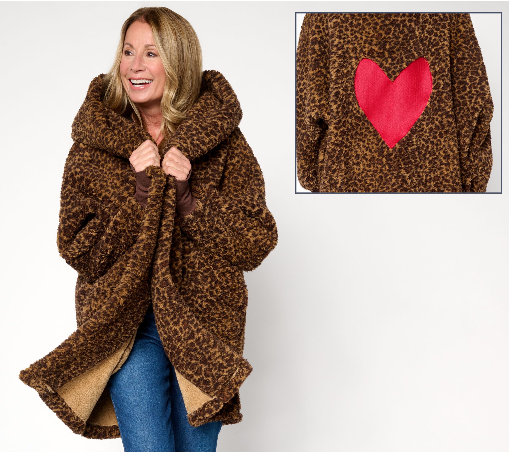 By Jill Martin Regular Sherpa Embroidered Hooded Lounger