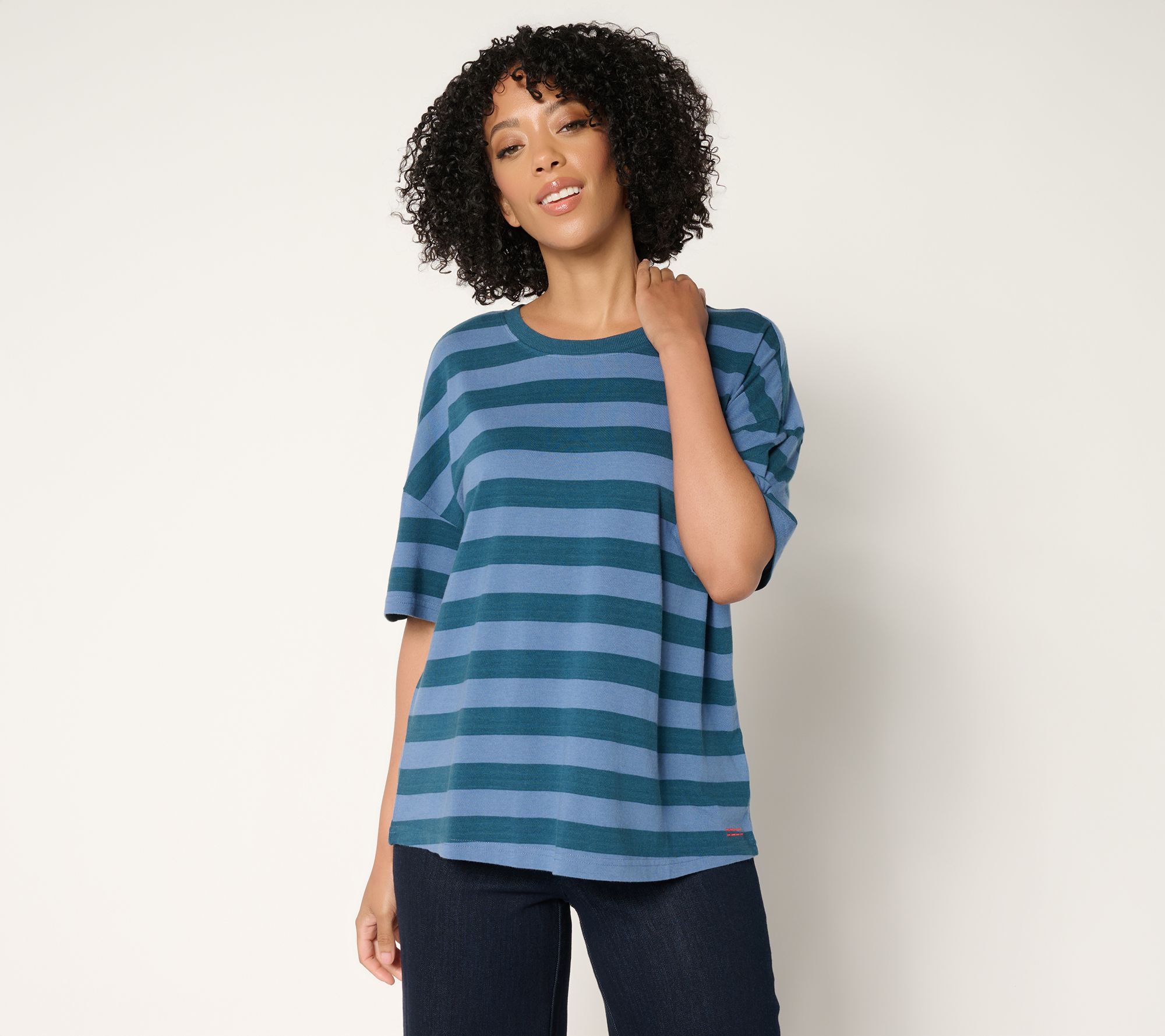 Peace Love World Striped Cotton Short Sleeve Boxy Tee