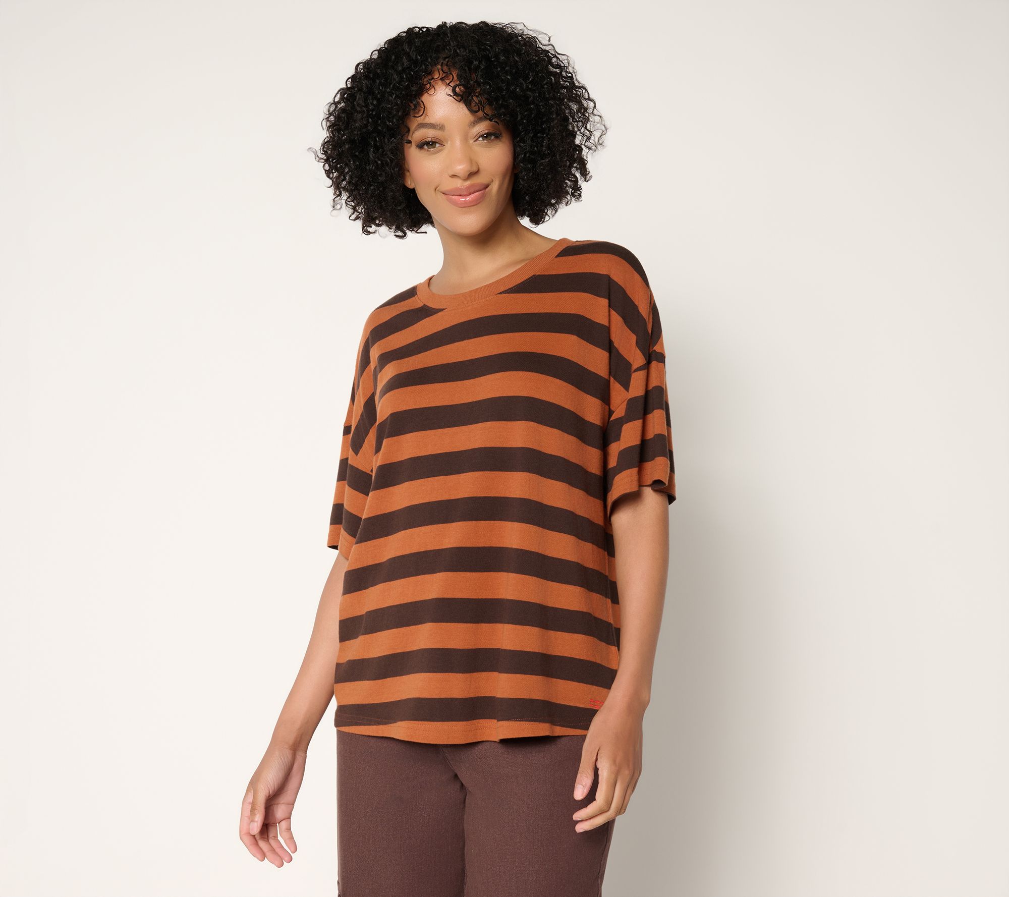 Peace Love World Striped Cotton Short Sleeve Boxy Tee