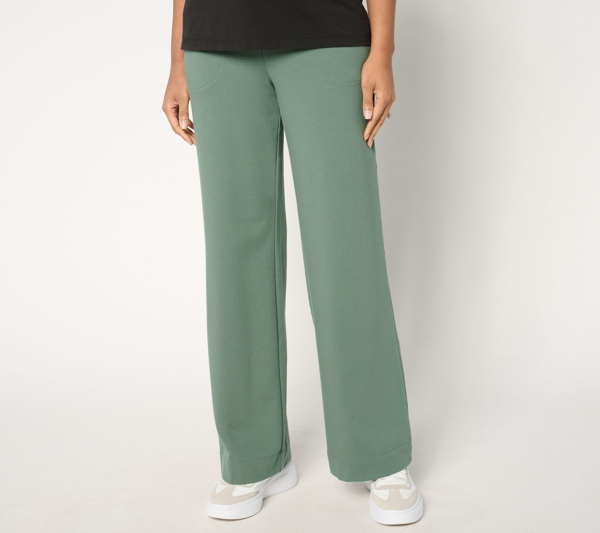 "As Is" Denim & Co. Active Pet French Terry Full Length Wide Leg Pant