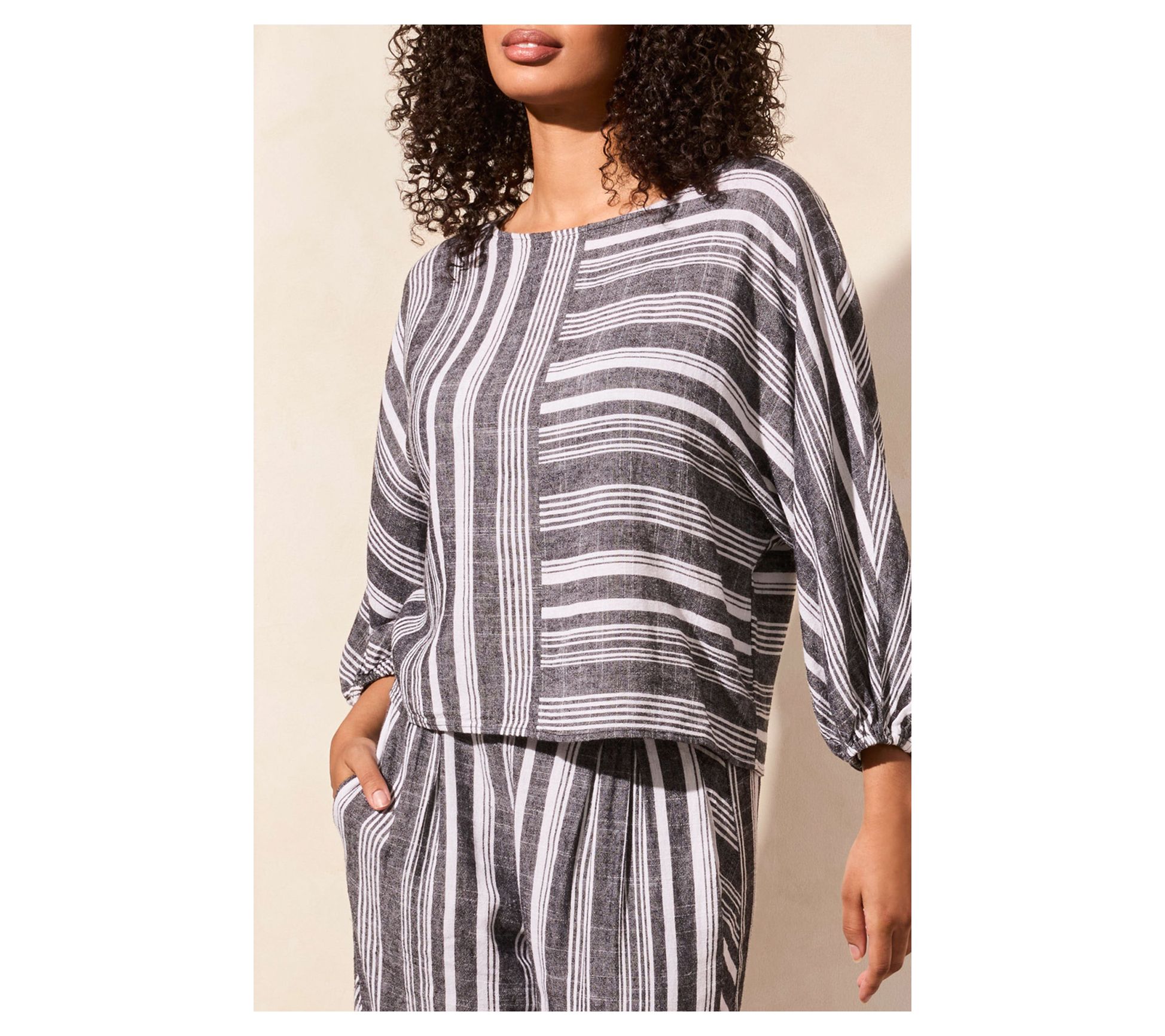 Tribal Dolman-Sleeve Boatneck Sweater