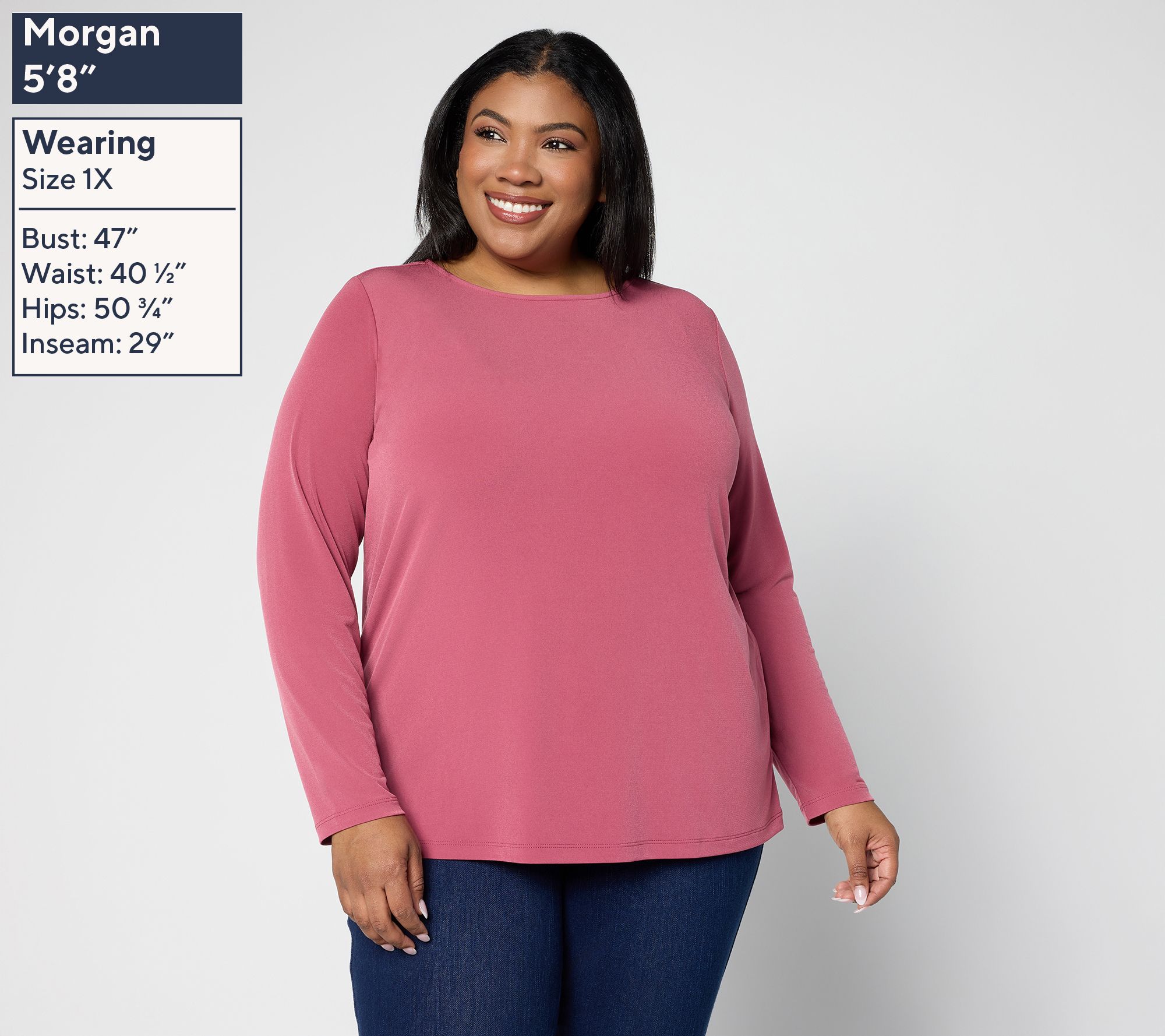 トップス HANNA Susan Graver Modern Essentials Liquid Knit Bateau Neck Top - QVC.com