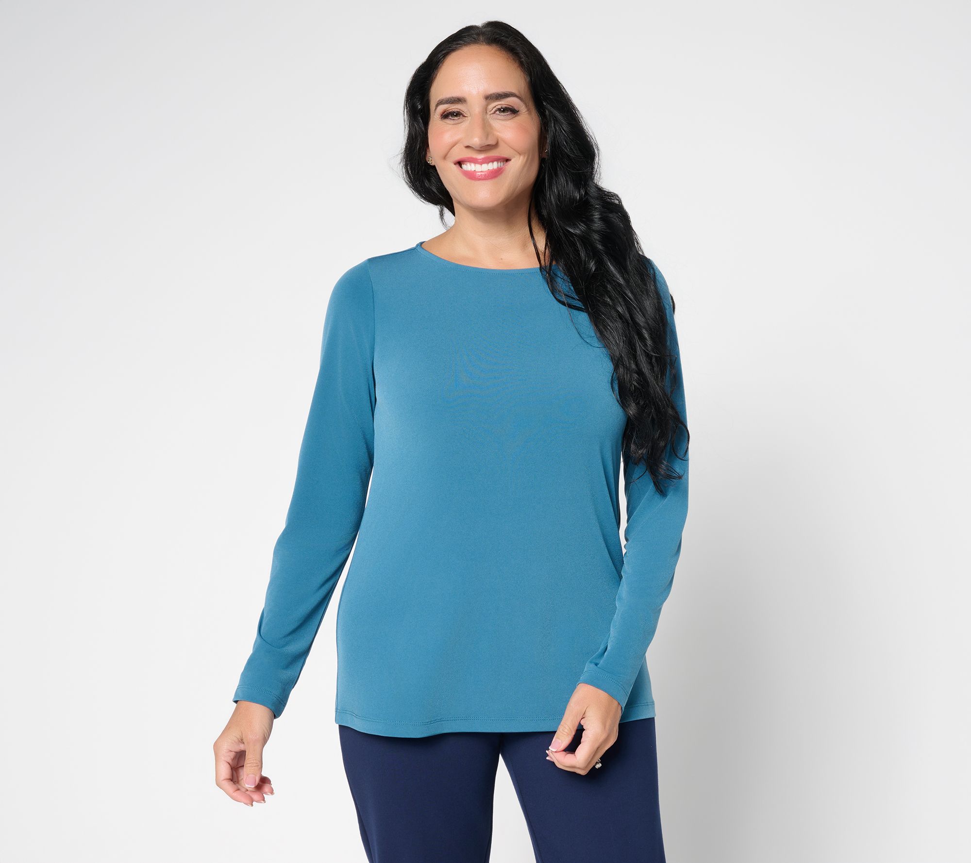Susan Graver Modern Essentials Liquid Knit Bateau Neck Top