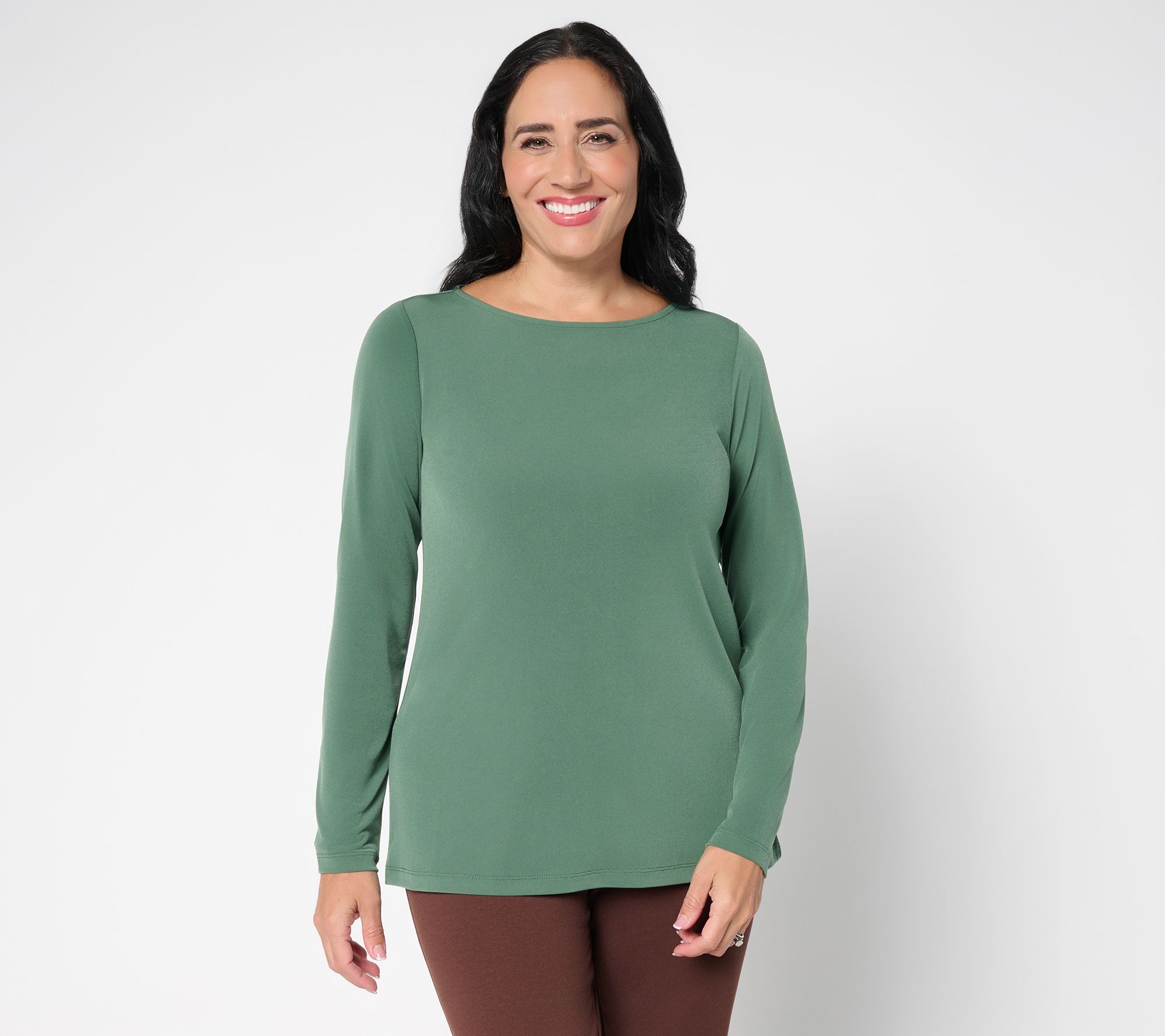 Susan Graver Modern Essentials Liquid Knit Bateau Neck Top