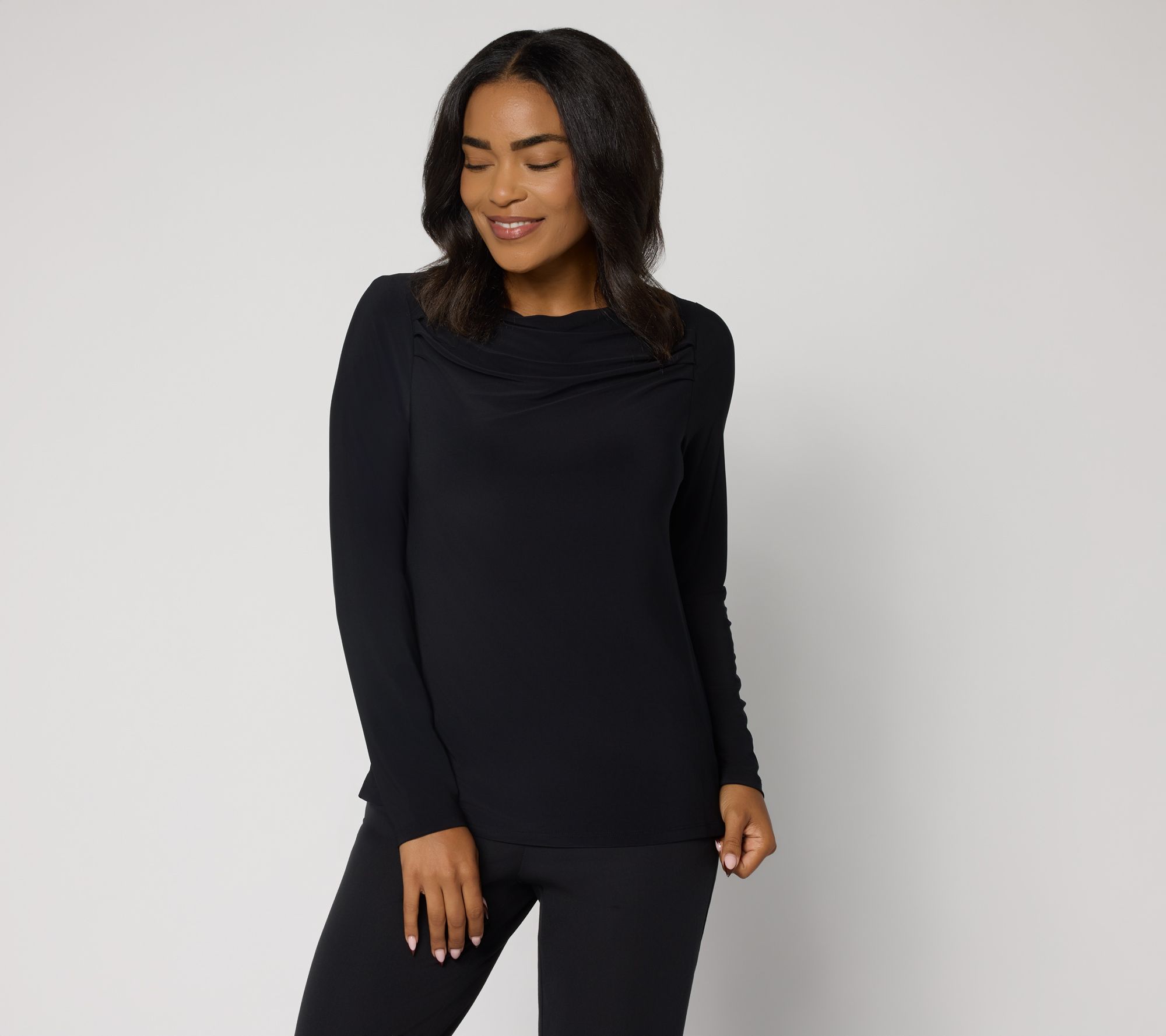 Attitudes by Renee Como Jersey Drape Neck Top