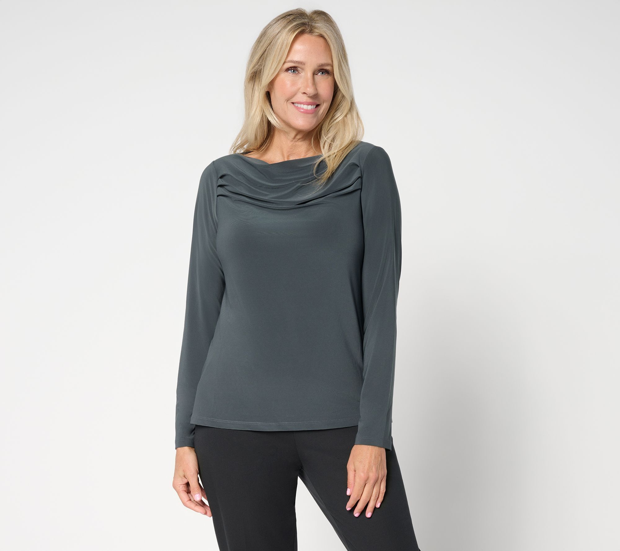 Attitudes by Renee Como Jersey Drape Neck Top