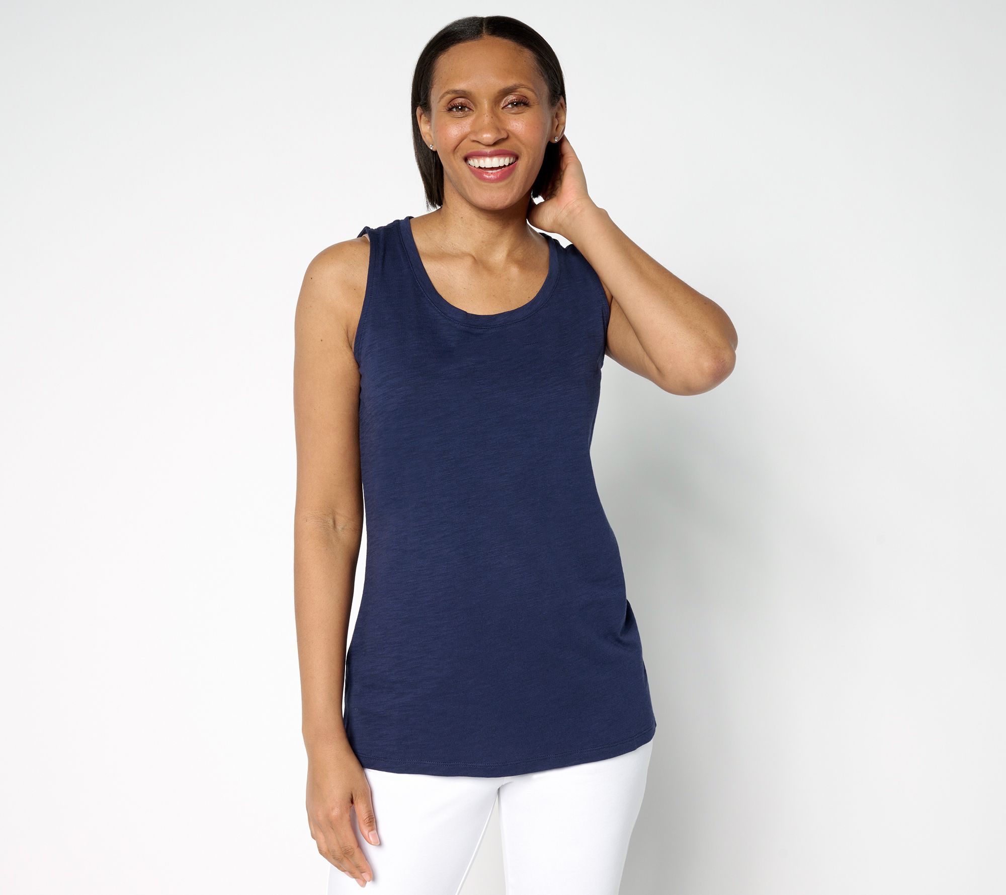"As Is" Belle by Kim Gravel Slub Knit Scoop Neck Tank