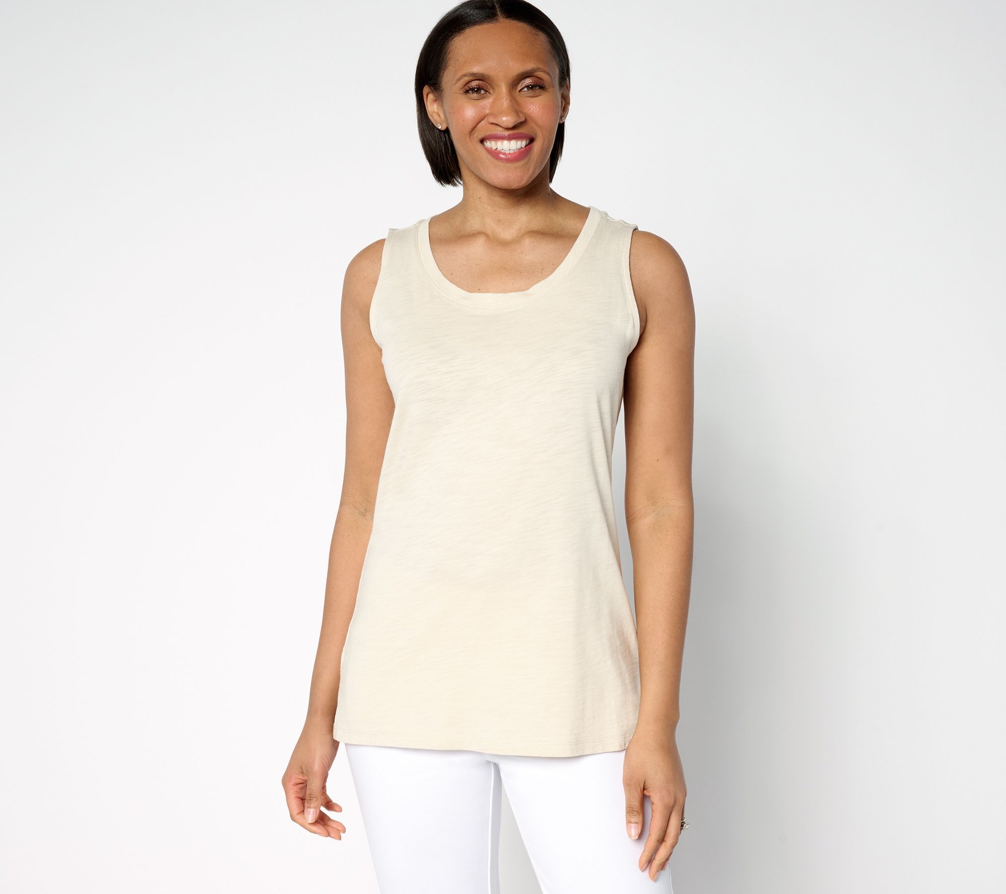 "As Is" Belle by Kim Gravel Slub Knit Scoop Neck Tank