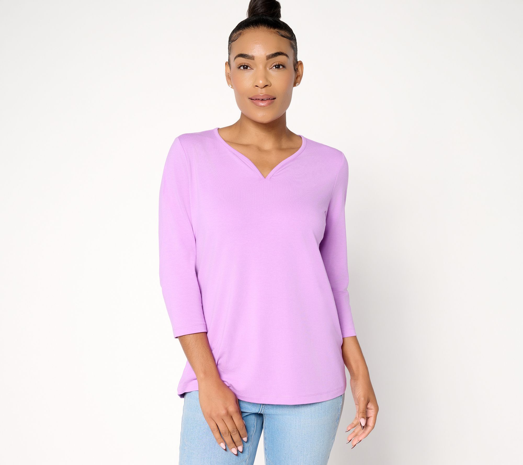  Denim & Co. Essentials So Soft Jersey Sweetheart Neck Top