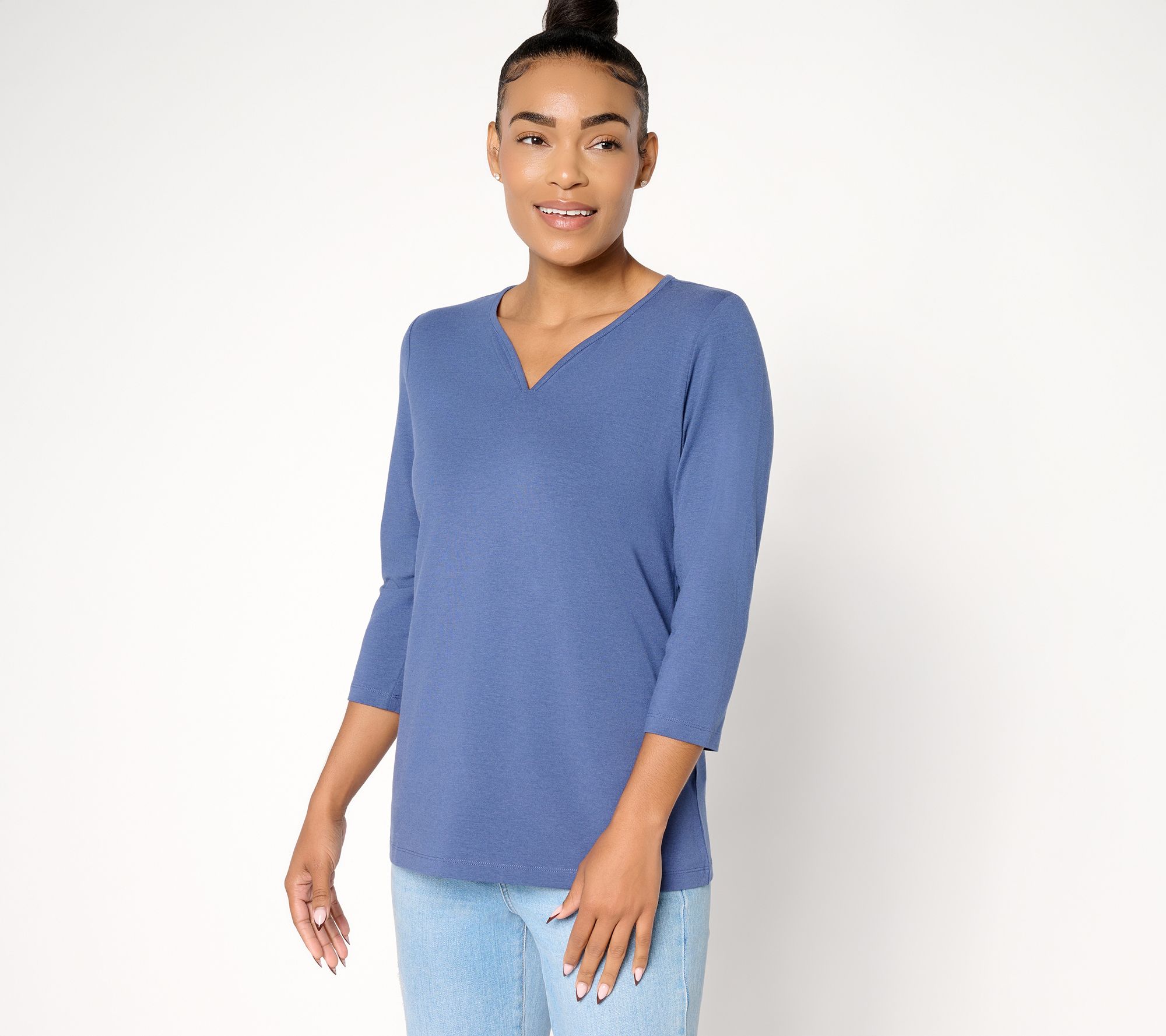 Denim & Co. Essentials So Soft Jersey Sweetheart Neck Top