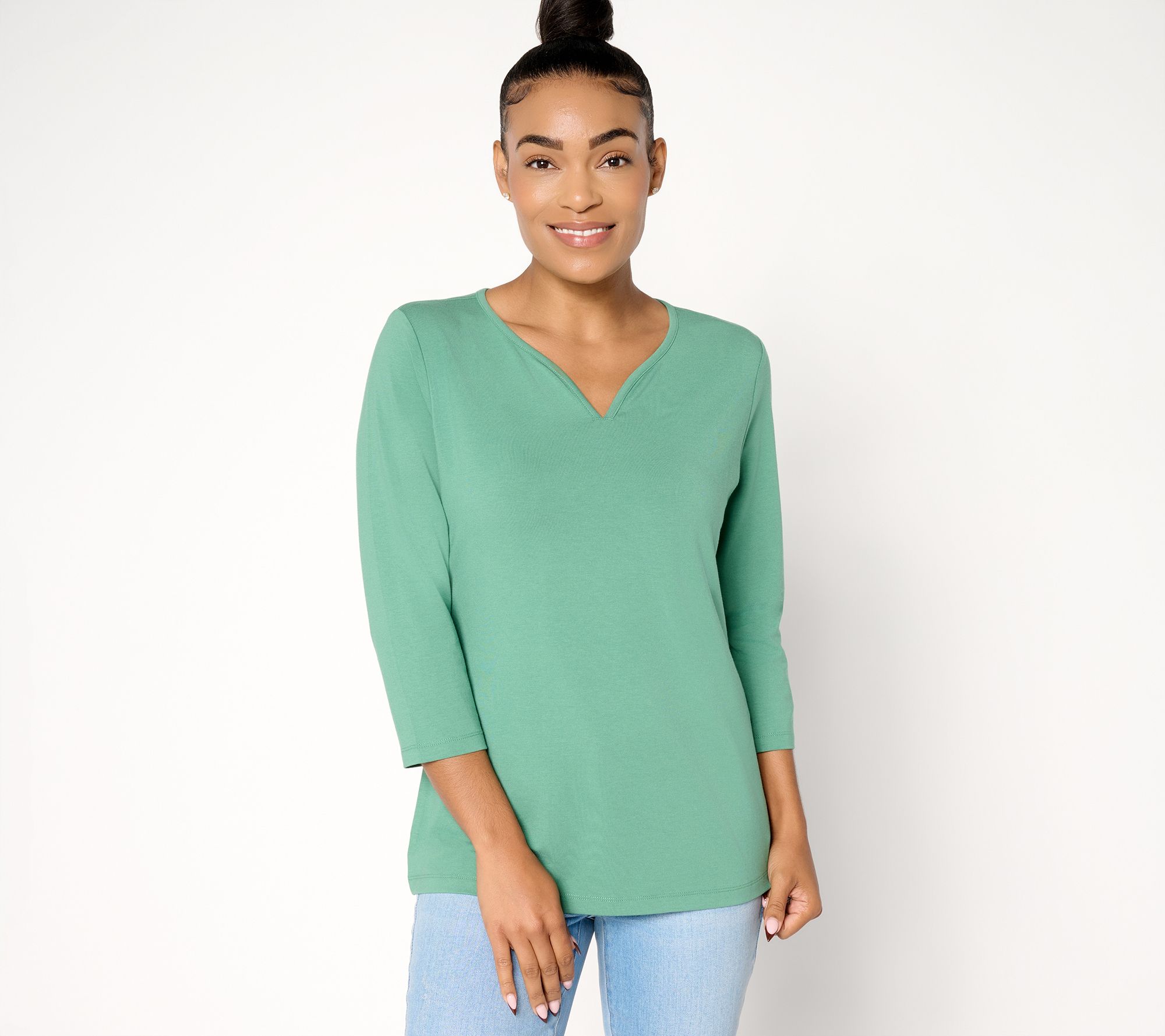 Denim & Co. Essentials So Soft Jersey Sweetheart Neck Top