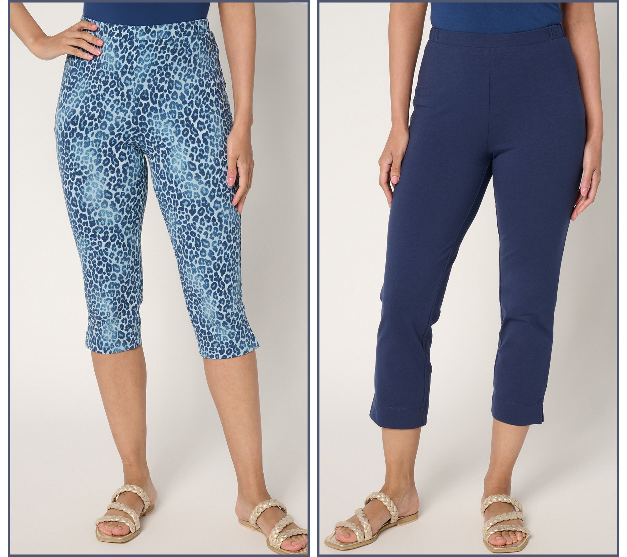 "As Is" Women with Control Regular Set/2 Pedal Pusher and Crop Pants