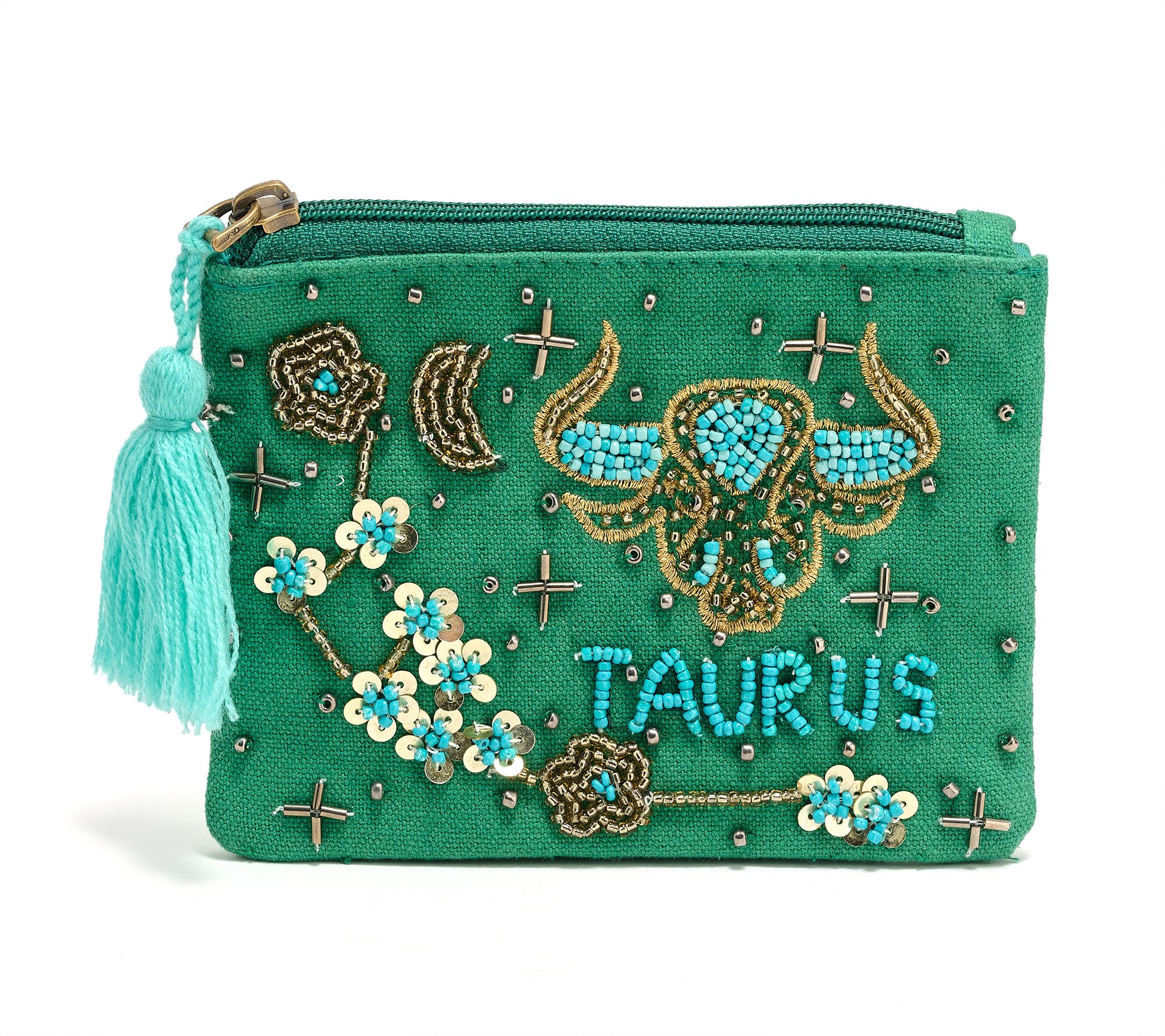 America & Beyond Velvet Embellished Zodiac Coin Pouch