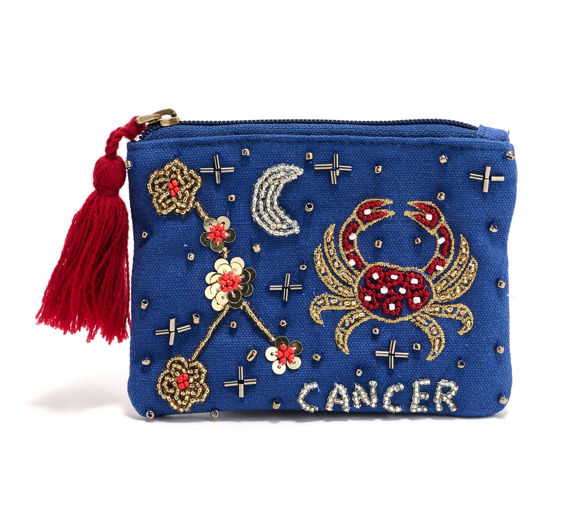 America & Beyond Canvas Embellished Zodiac Coin Pouch